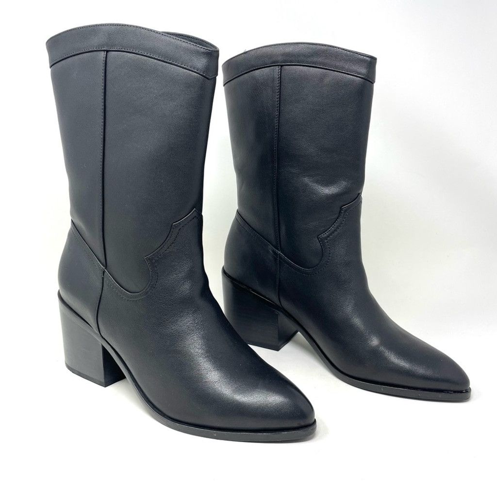 Other NEW SOL SANA Handcrafted Black Leather Western Boots Size 39 Size US 8 / IT 38 - 2 Thumbnail