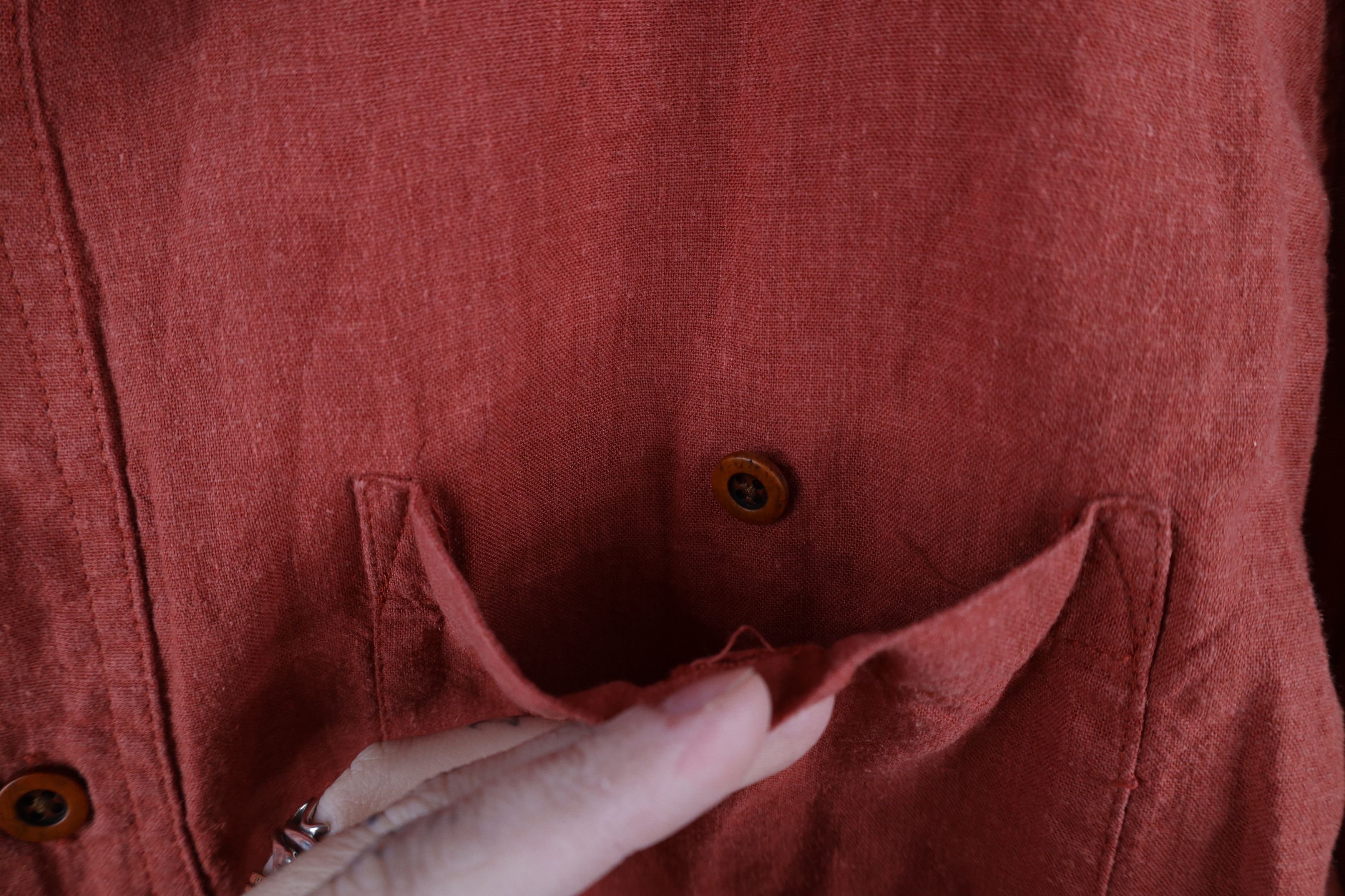 Orvis × Vintage Vintage Orvis Blend Short Sleeve Button Shirt Reddish Orange Size US L / EU 52-54 / 3 - 4 Thumbnail
