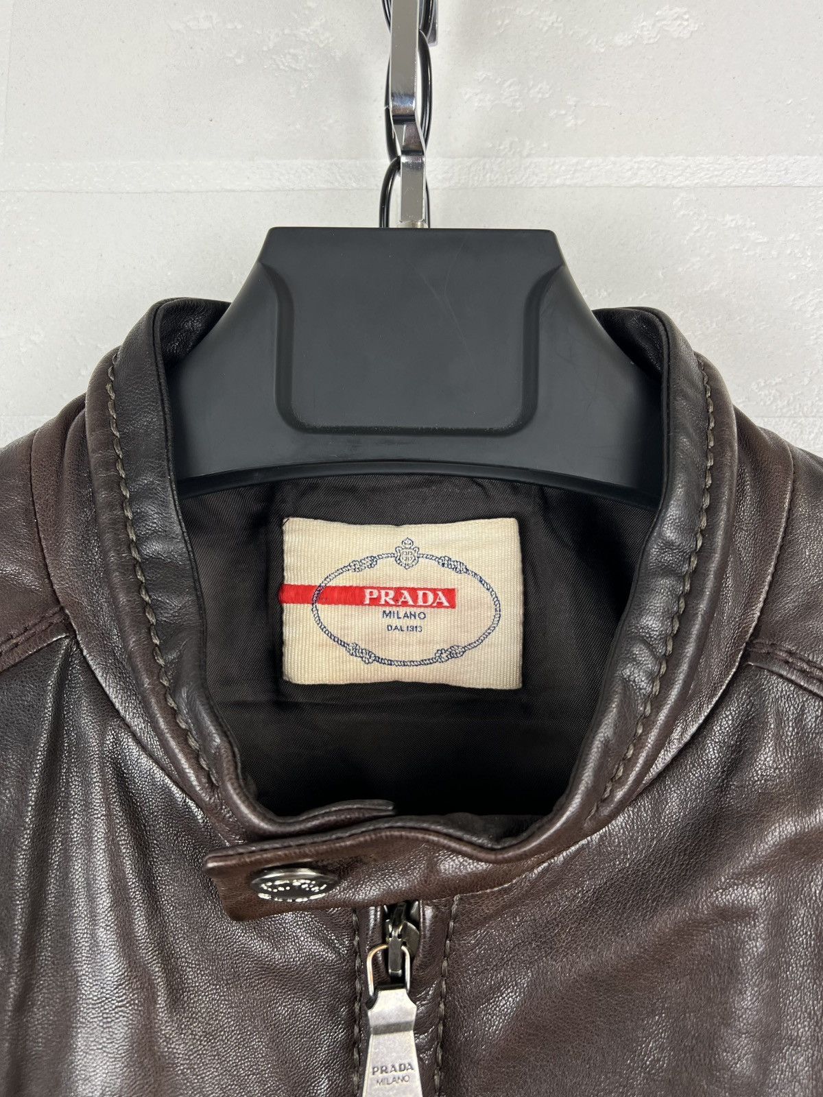 Prada PRADA MILANO Jacket Leather Bomber Lambskin Brown Men's Size US M / EU 48-50 / 2 - 7 Thumbnail