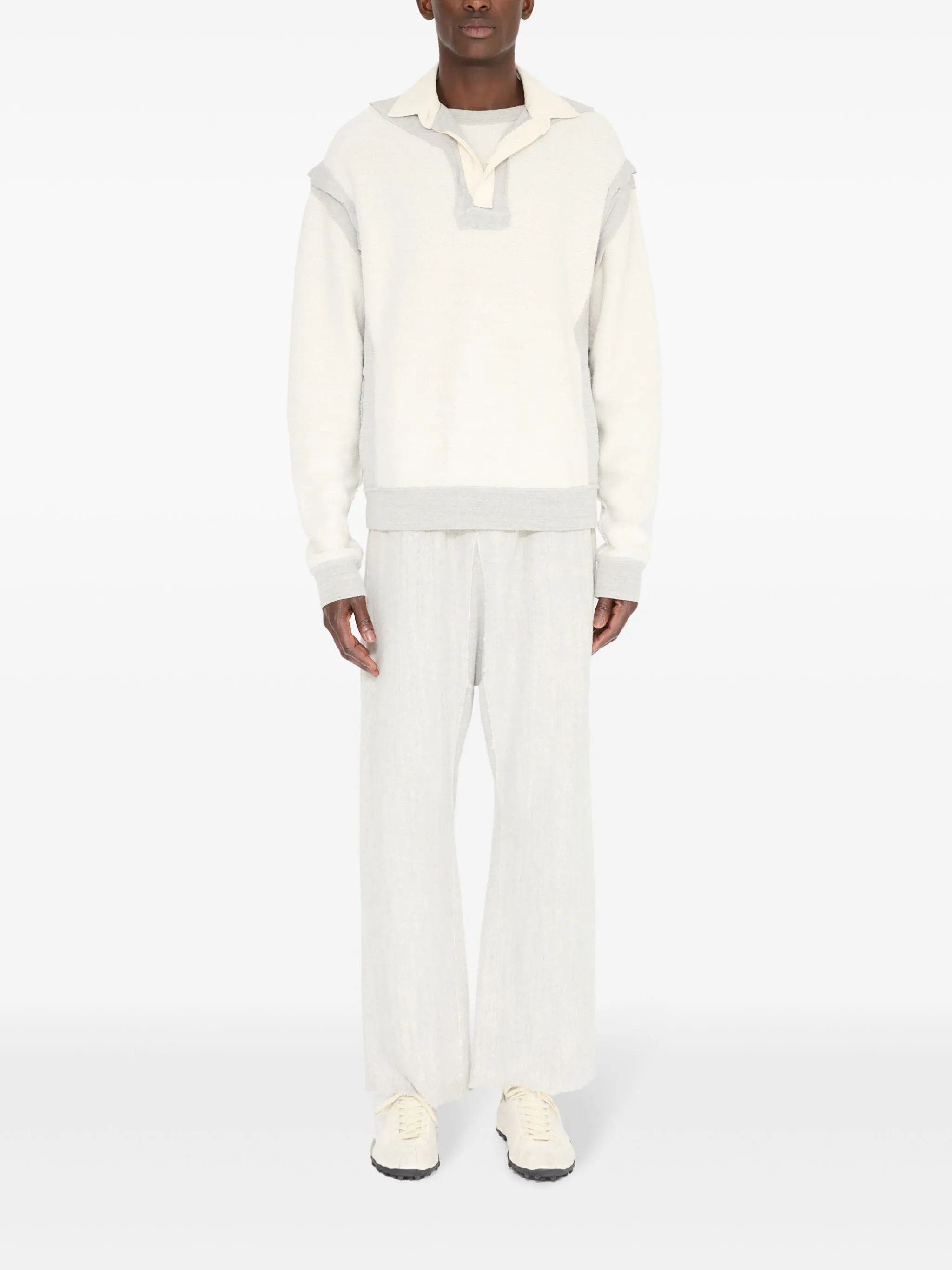 Maison Margiela oc11z0526 Textured-finish Polo Shirt in Beige/Gray Size US XL / EU 56 / 4 - 2 Thumbnail