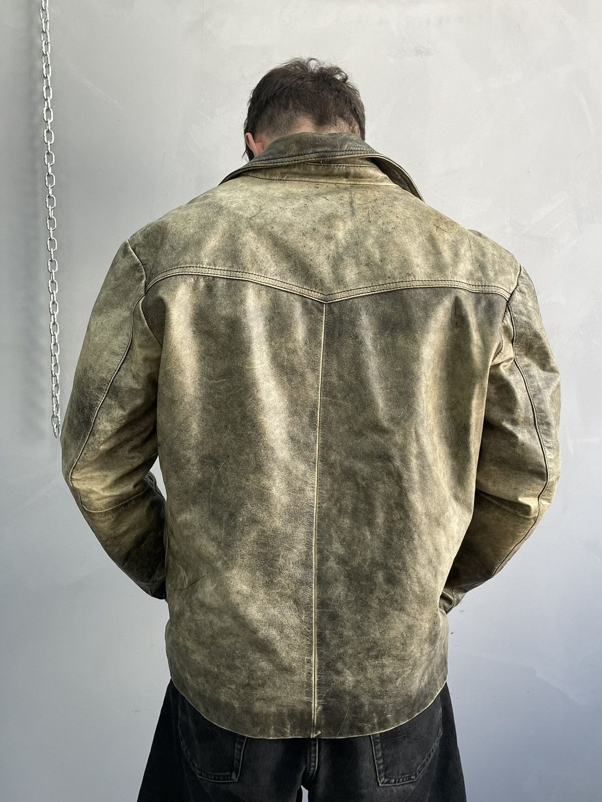Japanese Brand Hype washed leather acant garde jacket diesel style y2k Size US M / EU 48-50 / 2 - 8 Thumbnail