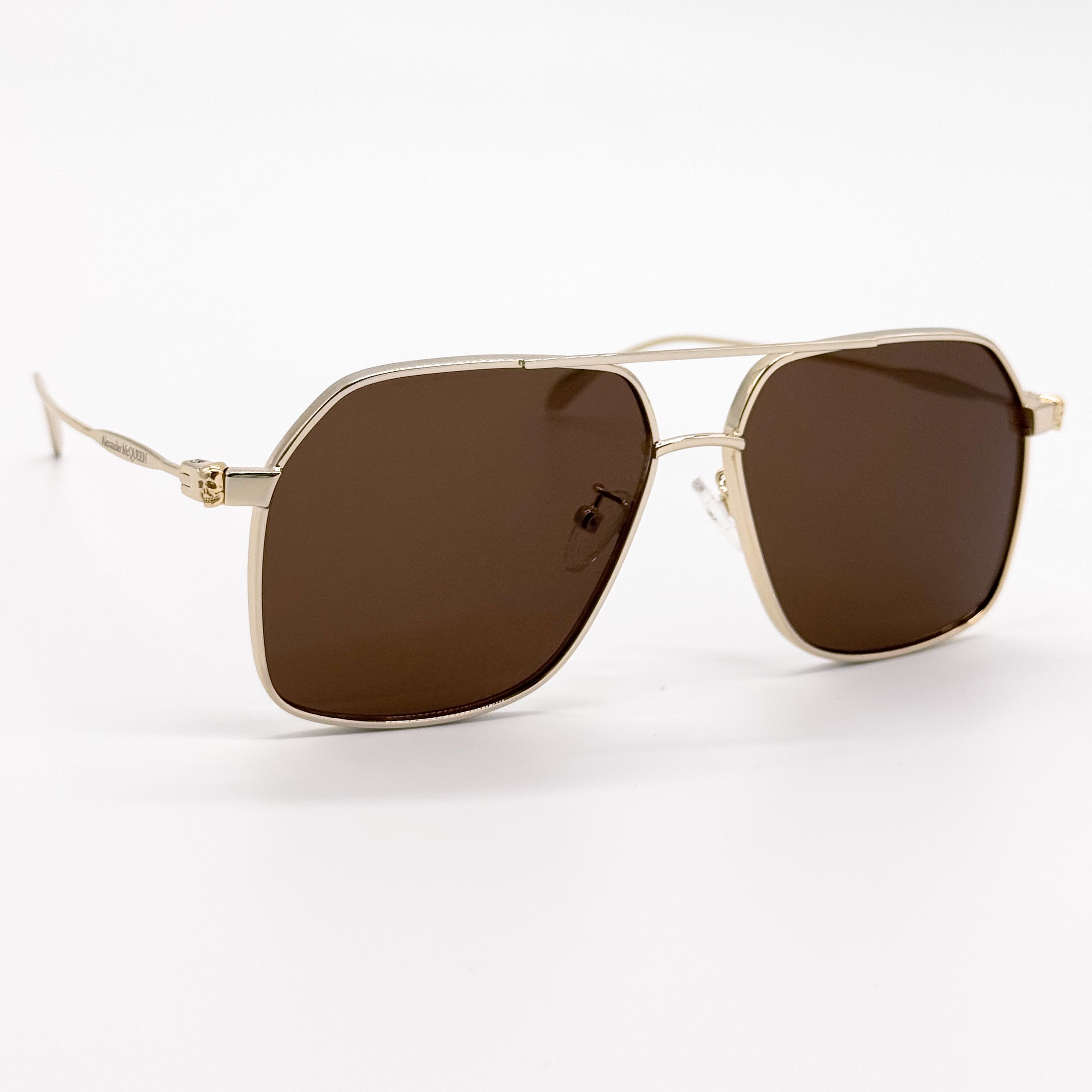Alexander McQueen NEW ALEXANDER MCQUEEN AM0372S 002 PILOT GOLD SUNGLASSES Size ONE SIZE - 4 Thumbnail