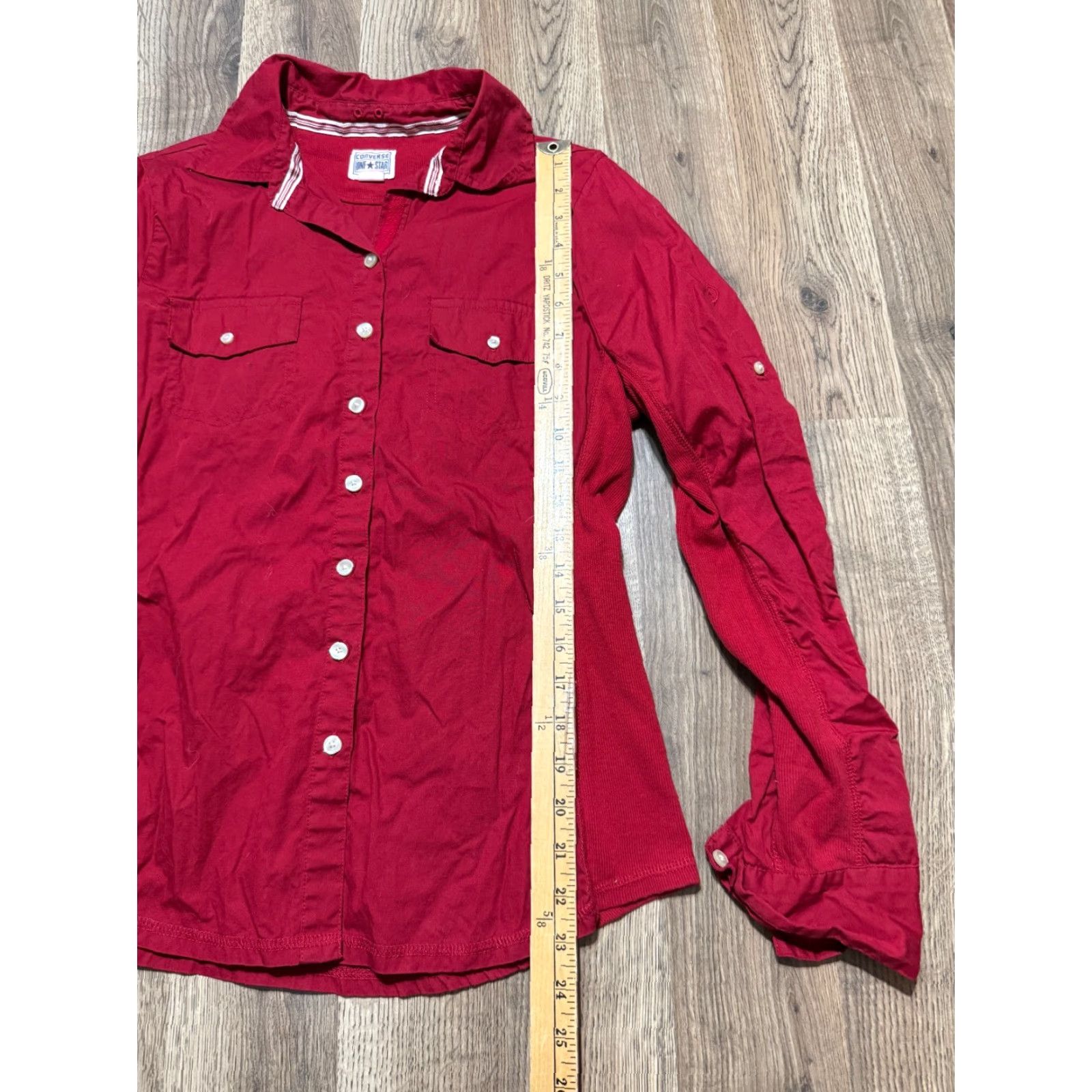 Converse Converse One Star Shirt Women S Red Long Sleeve Button Up Shirt College Casual Modern Stars Pocketed Size S / US 4 / IT 40 - 7 Thumbnail