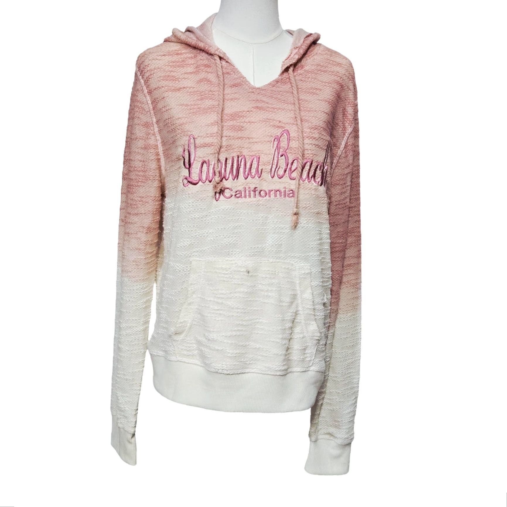 Vintage Laguna Beach Womens XL Hoodie Pink Ombre Embroidered Pullover Casual Beach by Exist Pullover Hoodie Wool? (Note: incorrect) Size XL / US 12-14 / IT 48-50 - 2 Thumbnail