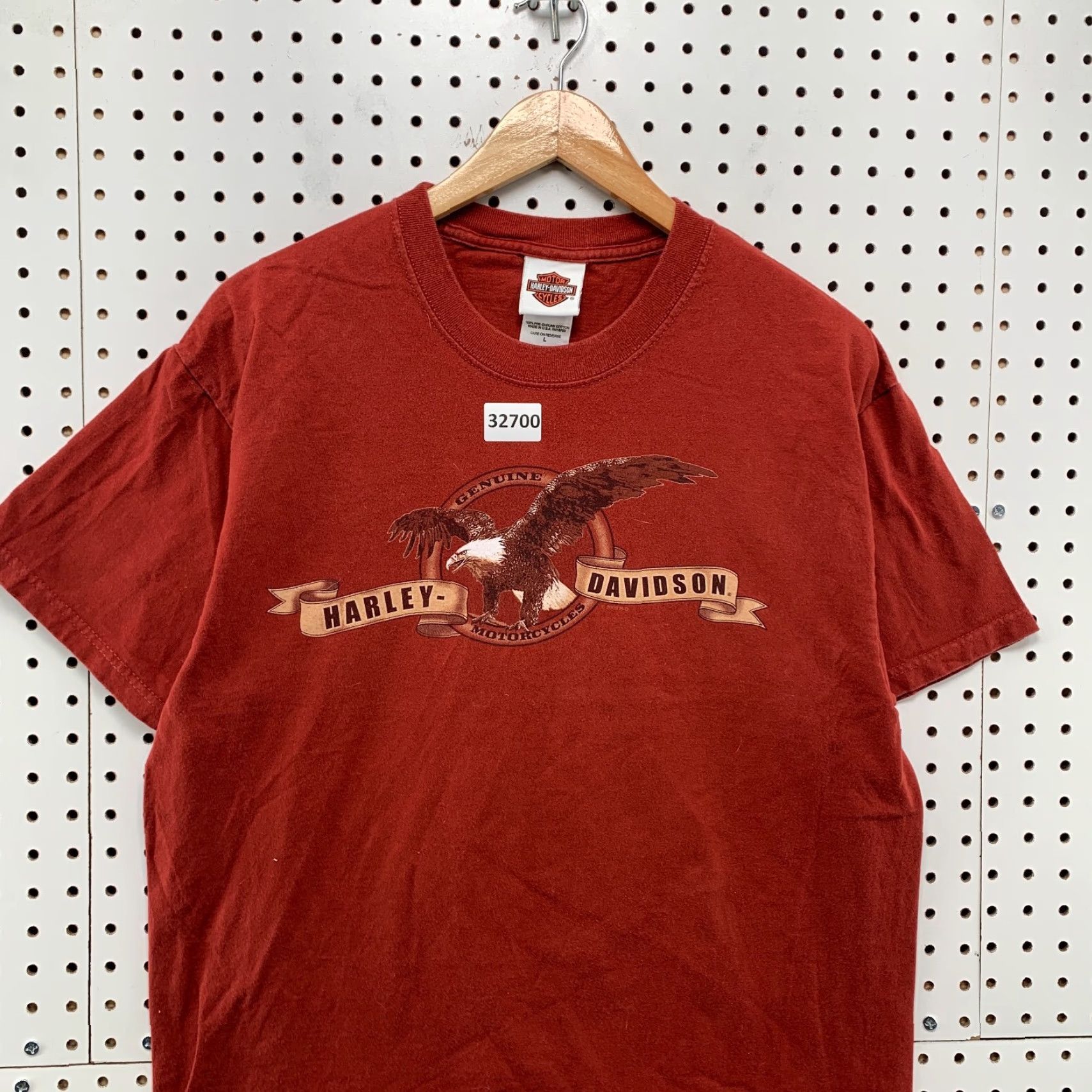 Harley Davidson VINTAGE Harley-Davidson Motorcycle T-Shirt Mens Large Orange Eagle Spell Out 21x27.5 Retro 90s Size US L / EU 52-54 / 3 - 5 Thumbnail