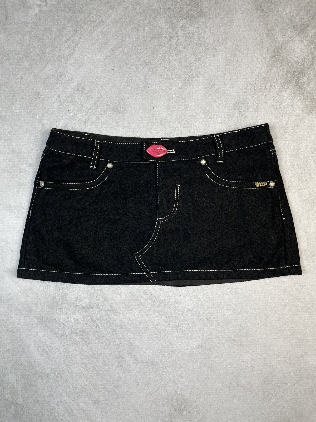 Japanese Brand 2000s Spiral Girl Lips Wool Felt Micro Skirt Size 28" / US 6 / IT 42 - 2 Thumbnail