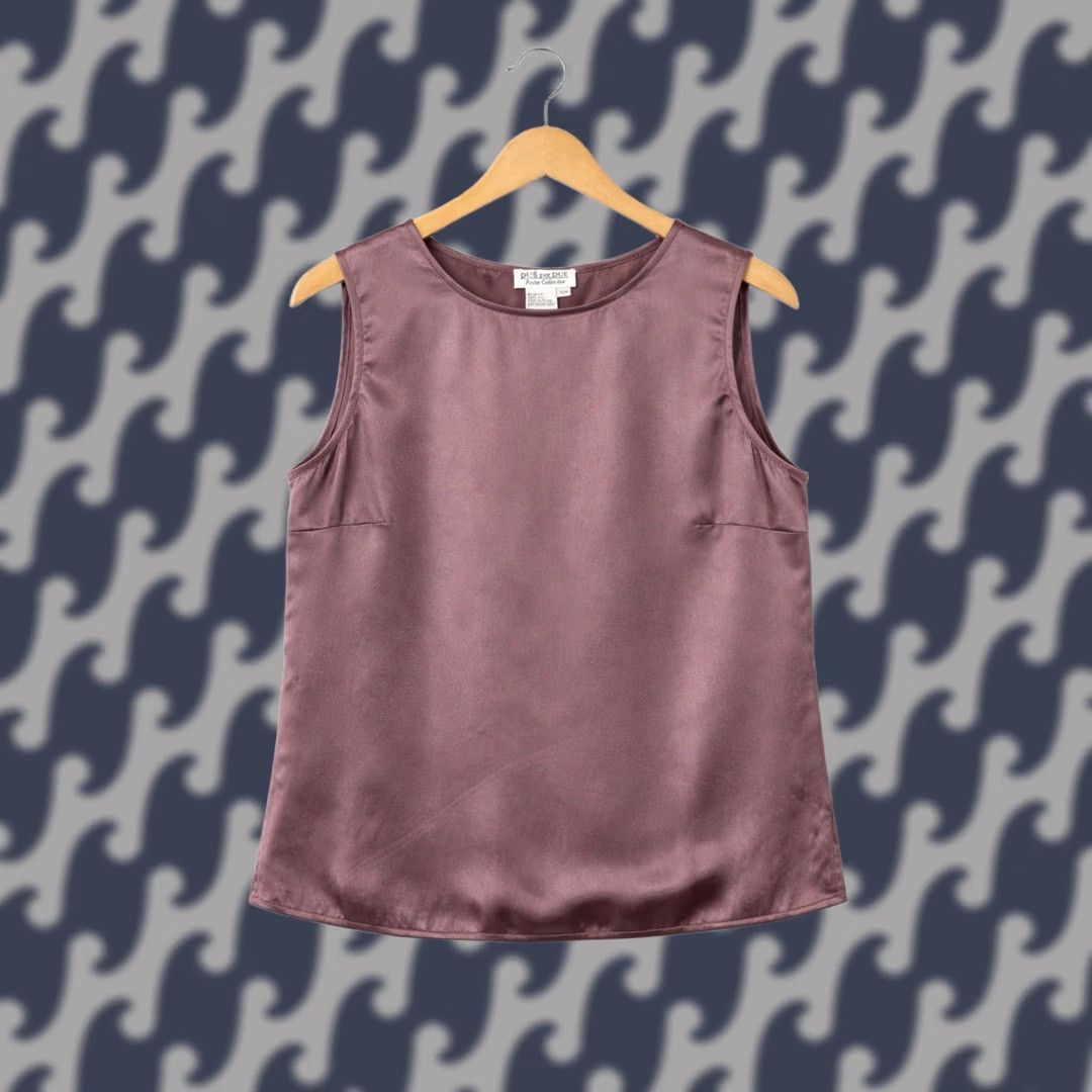 Vintage VINTAGE? No. 100% Silk Sleeveless Blouse Womens 12P Petite Mauve Shell Top Minimalist Classic Size XL / US 12-14 / IT 48-50 - 1 Thumbnail