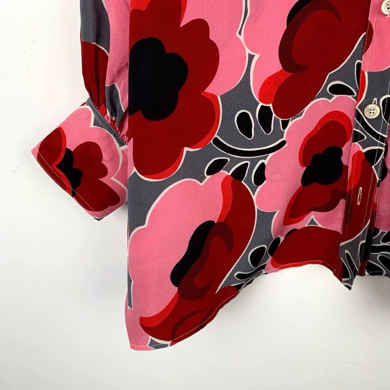 Gucci Gucci Size 36 Floral full-print lapel mulberry silk long-s Size US XXS / EU 40 - 4 Thumbnail