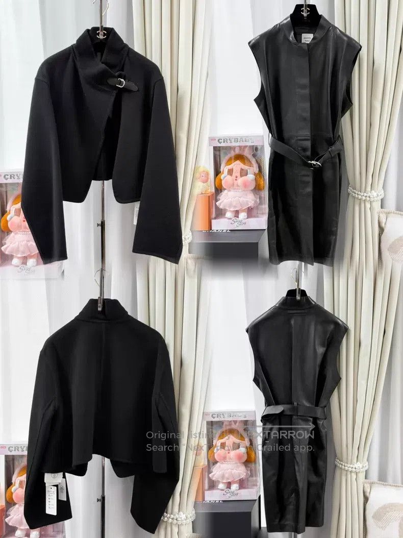 Hermes Hermes Black Leather Sheath Dress + Cashmere Cloak Size XS / US 0-2 / IT 36-38 - 1 Thumbnail