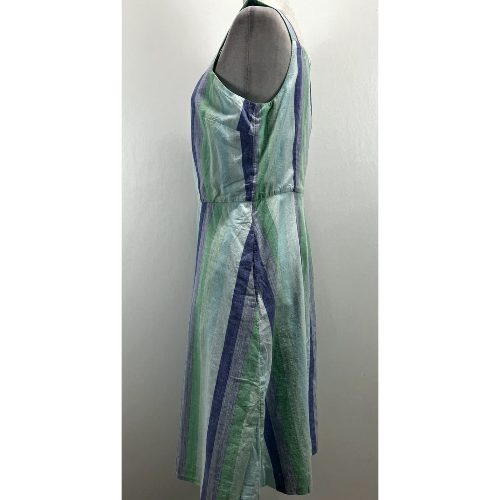 Talbots Talbots Women's Sundress 10P Cotton Midi Beachcomber Stripe Sleeveless Square Neck Casual Summer Size L / US 10 / IT 46 - 2 Thumbnail