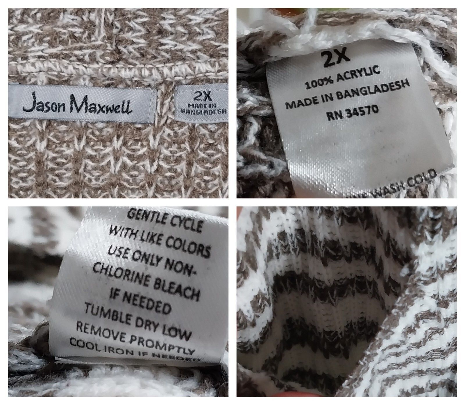 Other Jason Maxwell Womens 2X Plus Open Front Cardigan Cream Brown Size XXL / US 16-18 / IT 52-54 - 2 Thumbnail