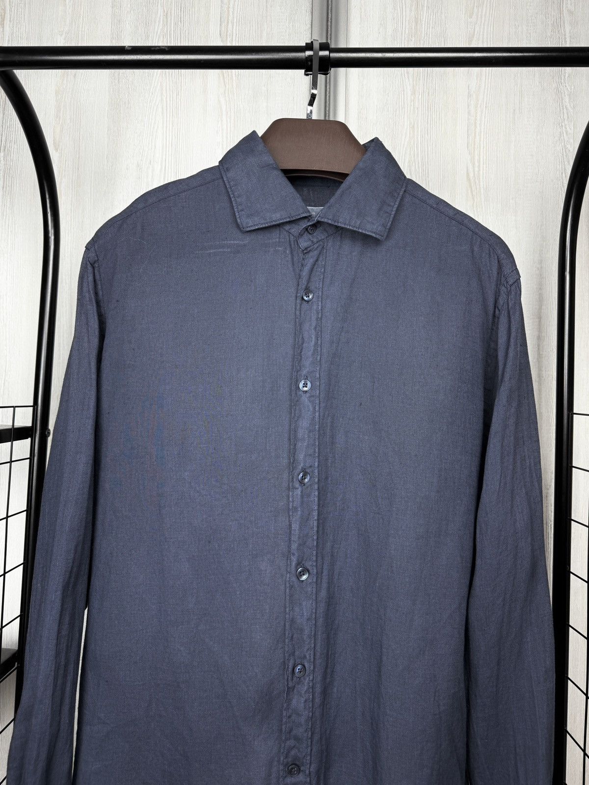 Tintoria Mattei Tintoria Mattei 954 Pure Linen Graphite Garment Dyed Shirt Size US XL / EU 56 / 4 - 3 Thumbnail