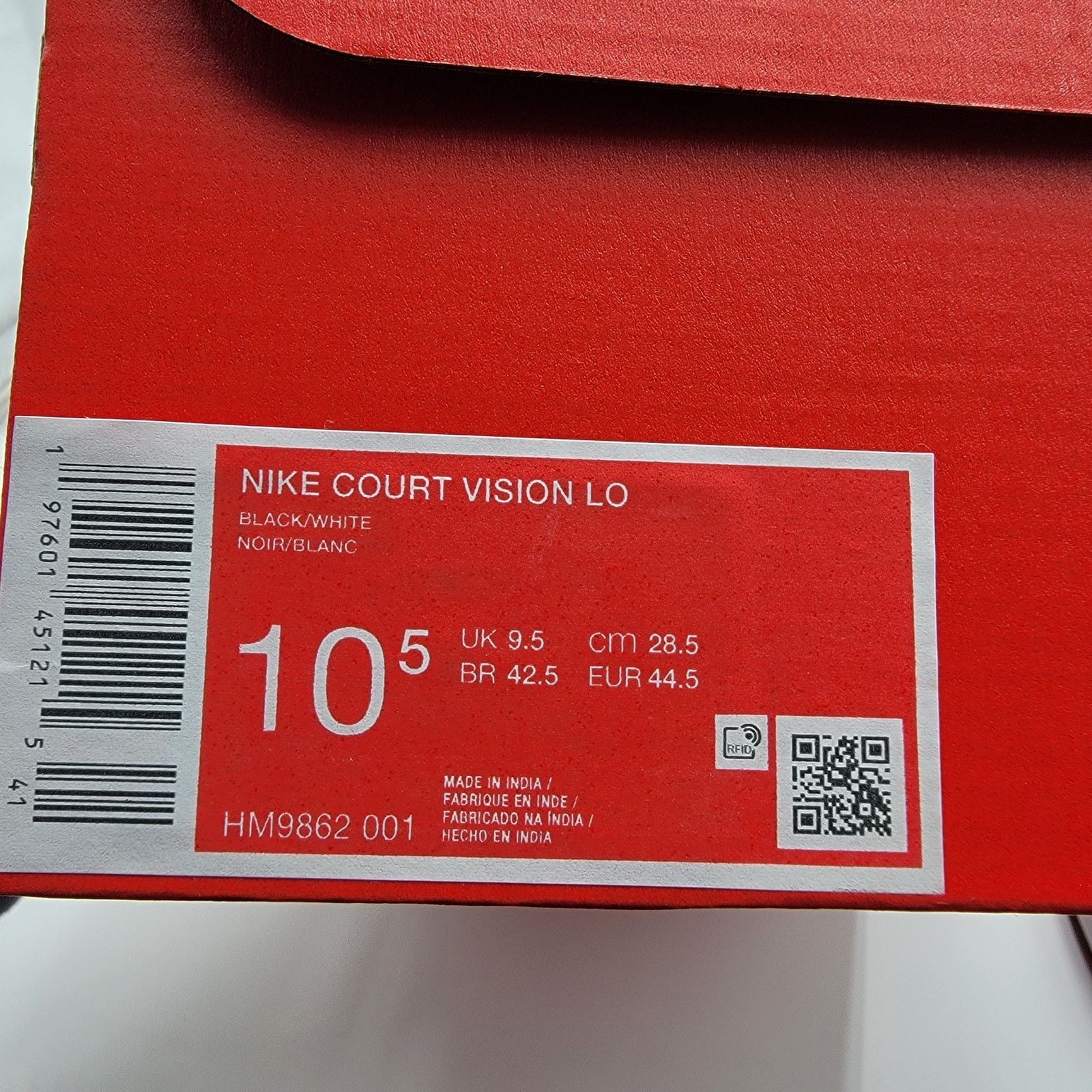 Nike Court Vision Low 'Black White' Sz 10.5 HM9862-001 Size US 10.5 / EU 43-44 - 9 Thumbnail