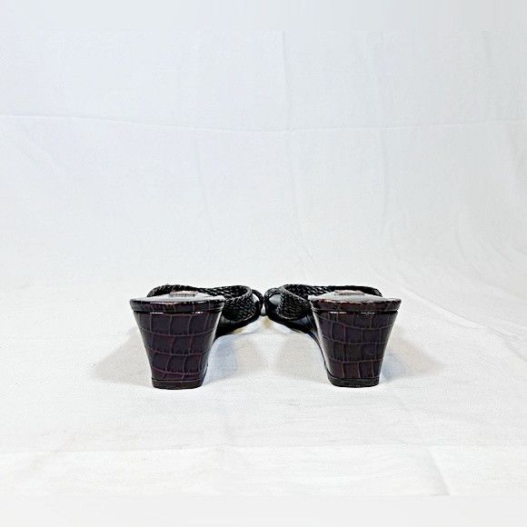Brighton Vintage 90s Brighton Brown Weaved Leather Wedge Sandals Size US 7 / IT 37 - 6 Thumbnail