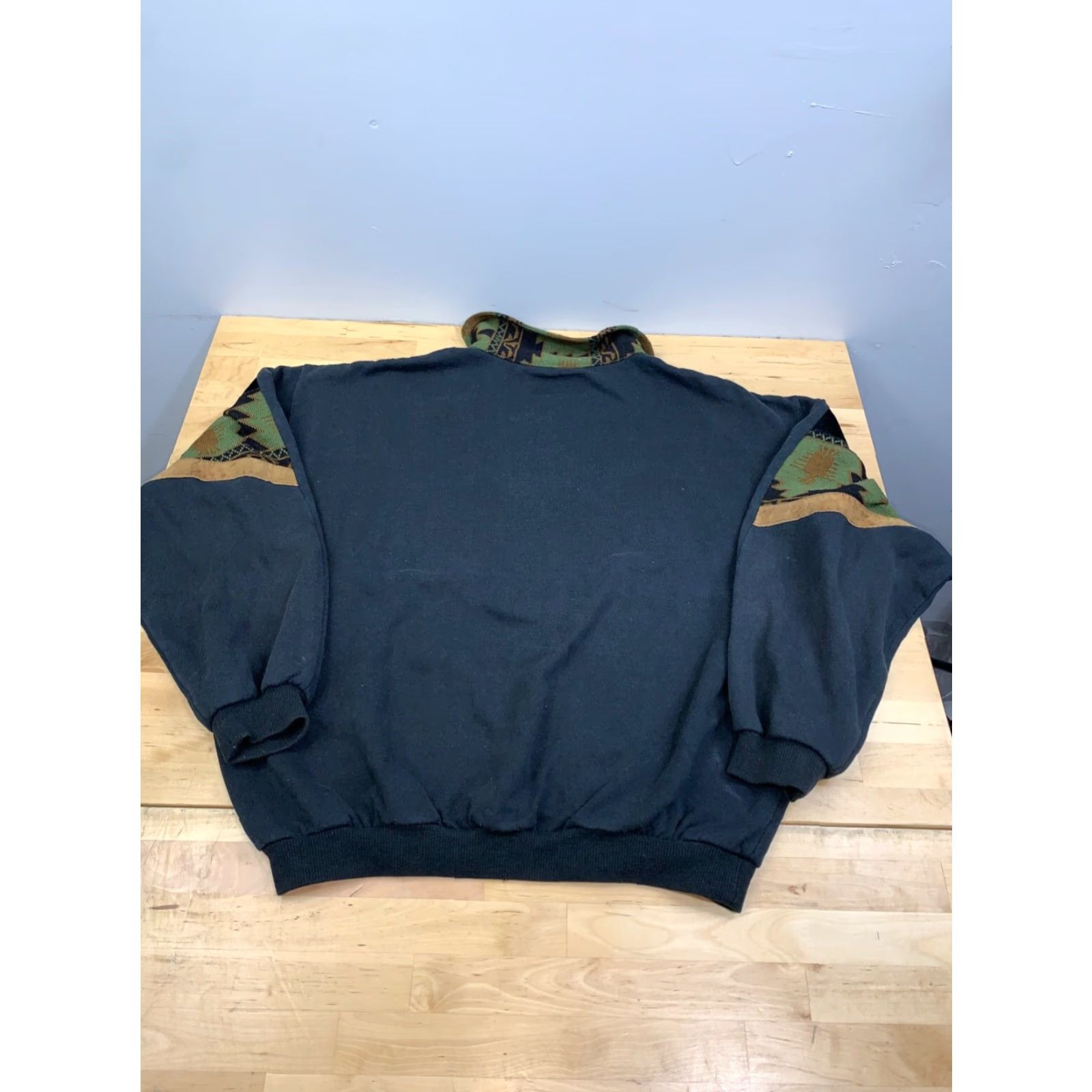 Vintage IB Diffusion 1/4 Zip Pullover Mens M Black Aztec Southwest Made in France Size US M / EU 48-50 / 2 - 7 Thumbnail