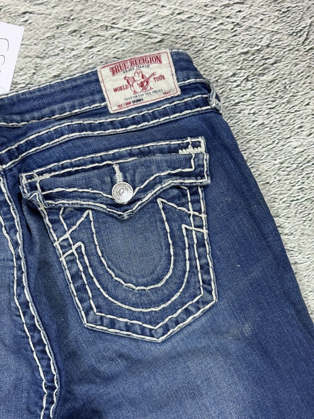 True Religion True Religion blue jeans white thick stitching skinny Size US 32 / EU 48 - 4 Thumbnail