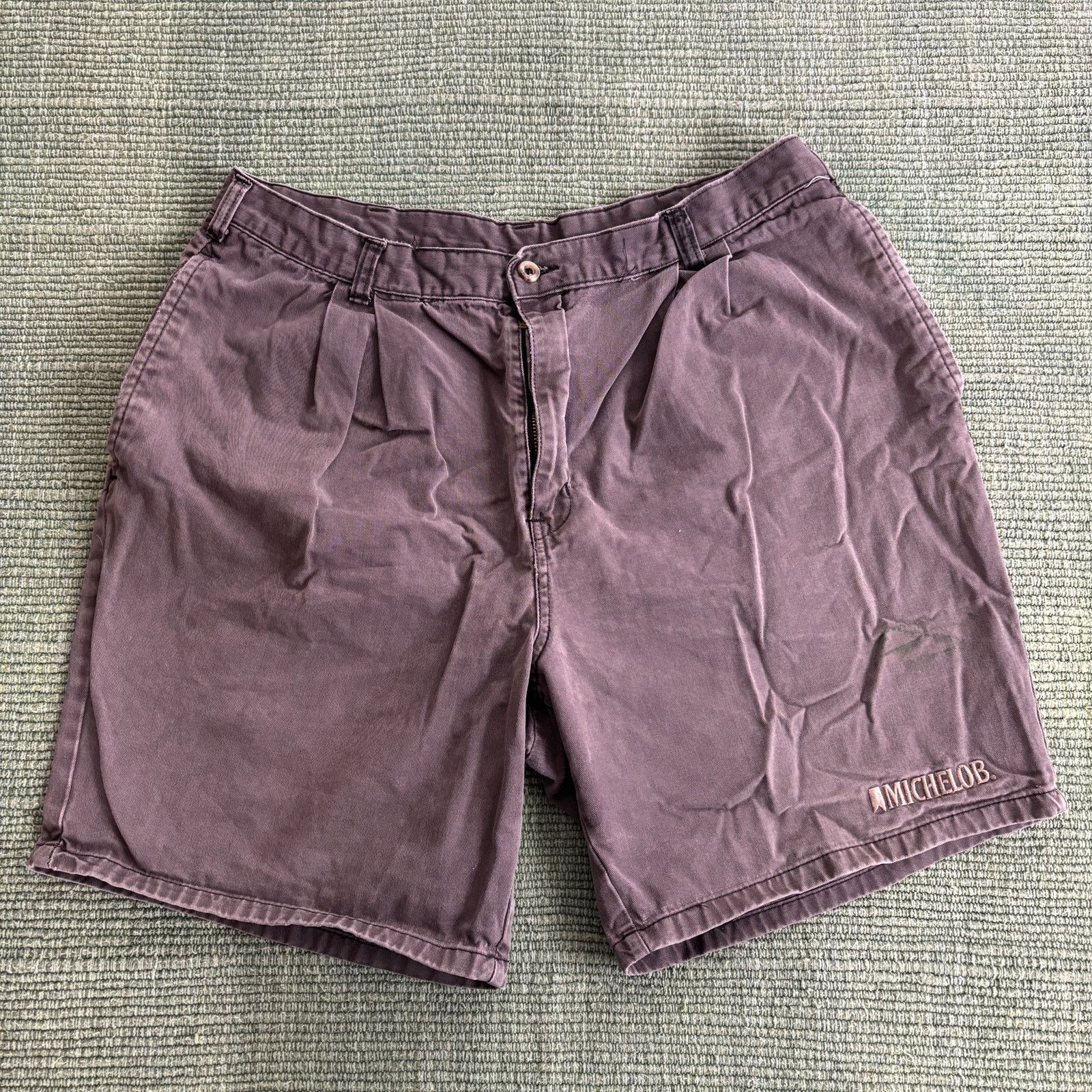 Vintage Vintage 90s Gray Cotton Michelob Summer Shorts 34" Size US 34 / EU 50 - 1 Thumbnail