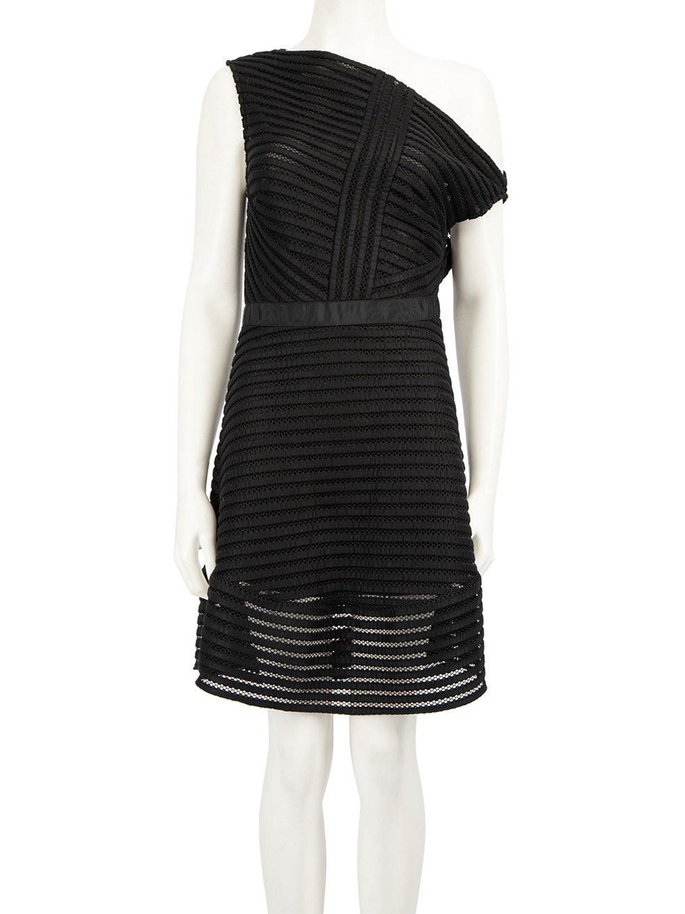 image of Self Portrait Black Sleeveless Sheer Dress, Women's (Size Medium)
