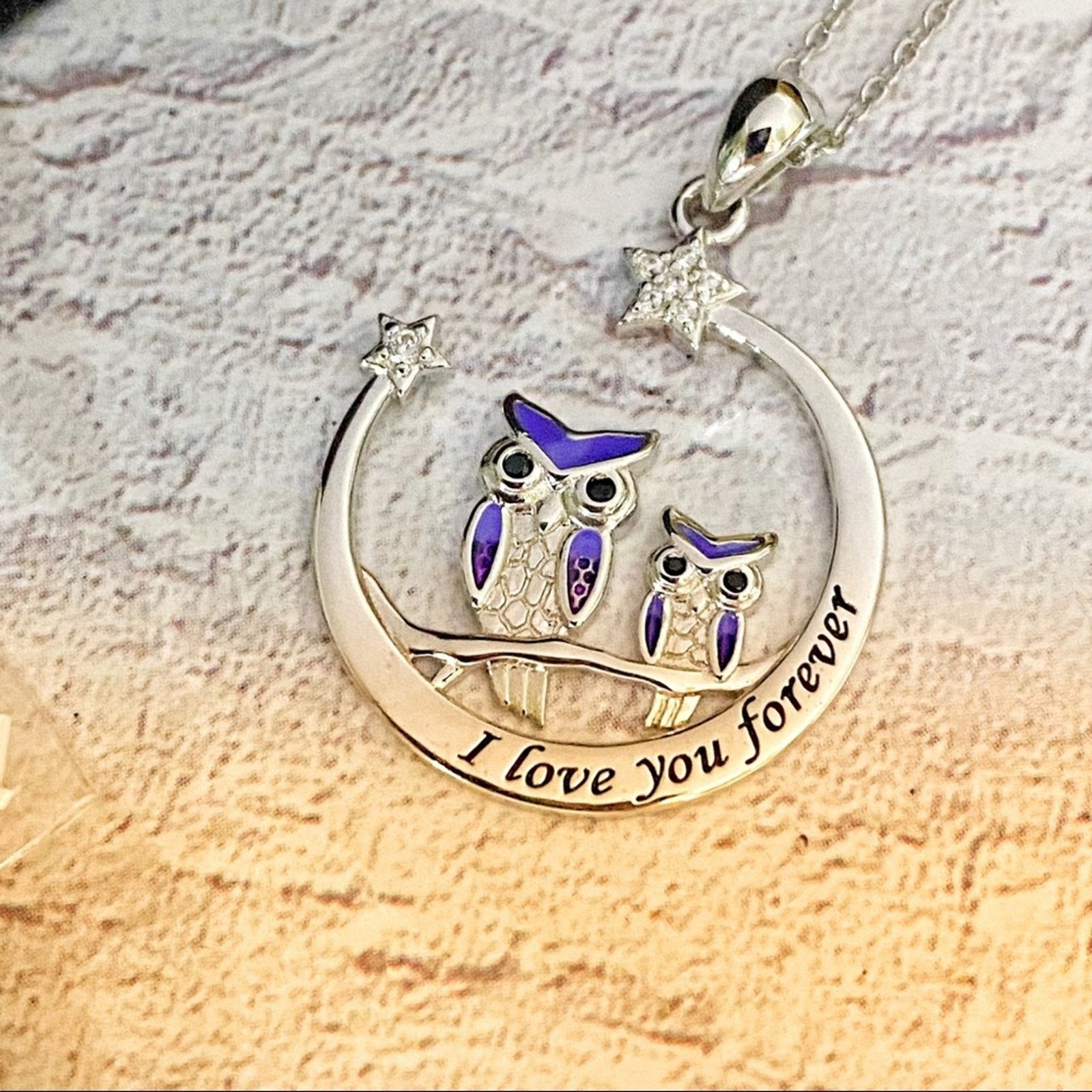 The Unbranded Brand Owl I Love You Forever Sterling Silver Necklace Size ONE SIZE - 1 Thumbnail