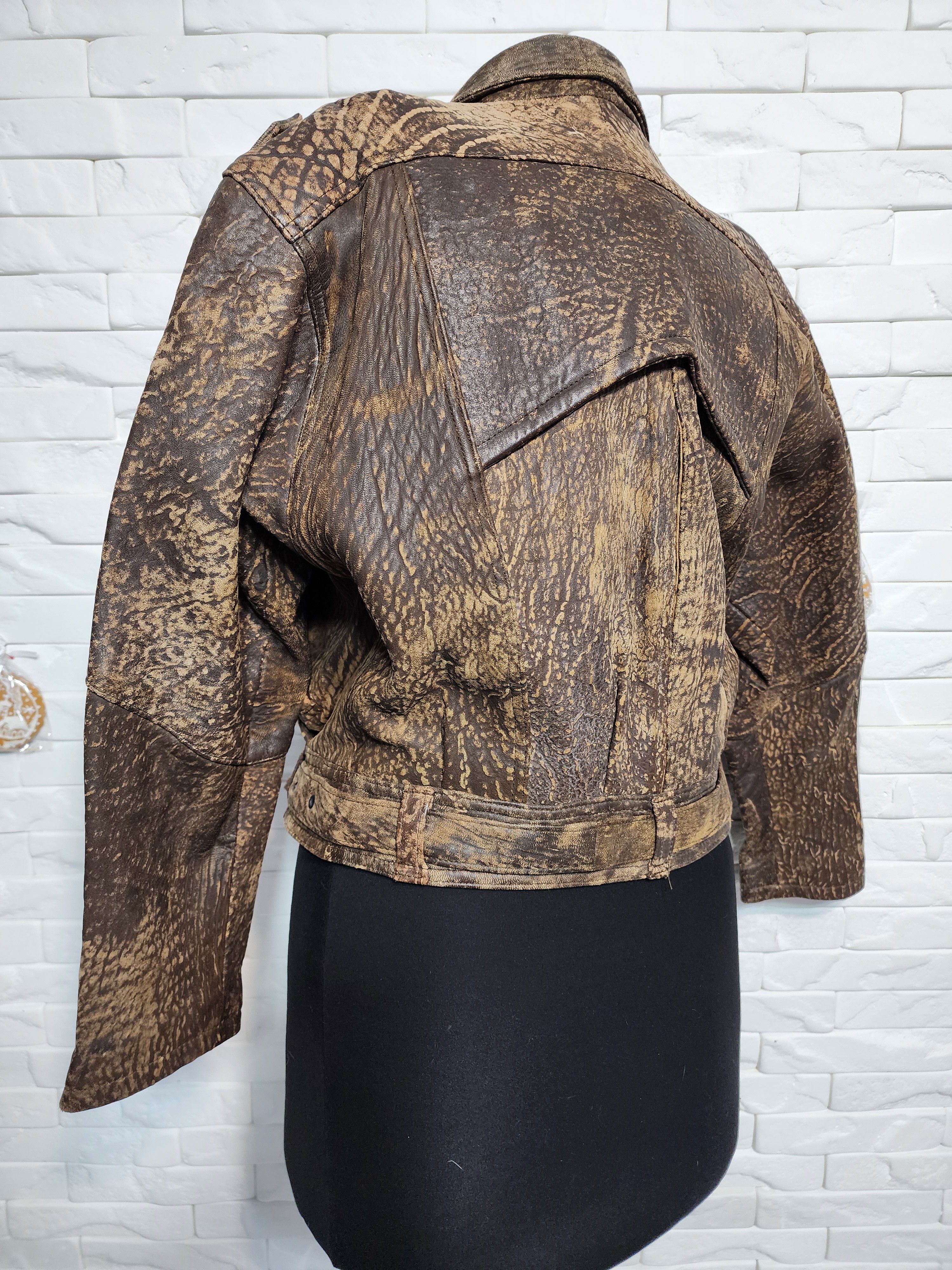 Other Brown Leather Cropped Jacket: Women's Belted Design Size M / US 6-8 / IT 42-44 - 6 Thumbnail