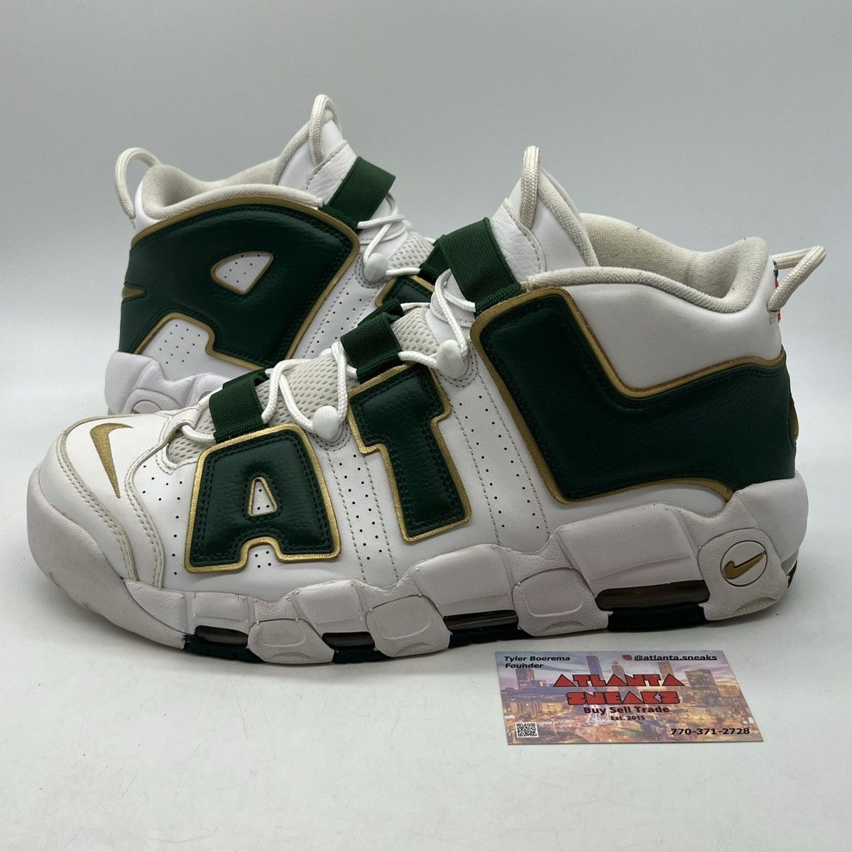 image of Nike Air More Uptempo Atlanta Shoes in White, Men's (Size 13)