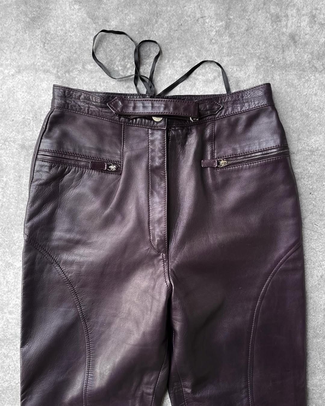 Gucci Gucci FW95 Aubergine Leather Pants, by Tom Ford Size 30" / US 8 / IT 44 - 3 Thumbnail