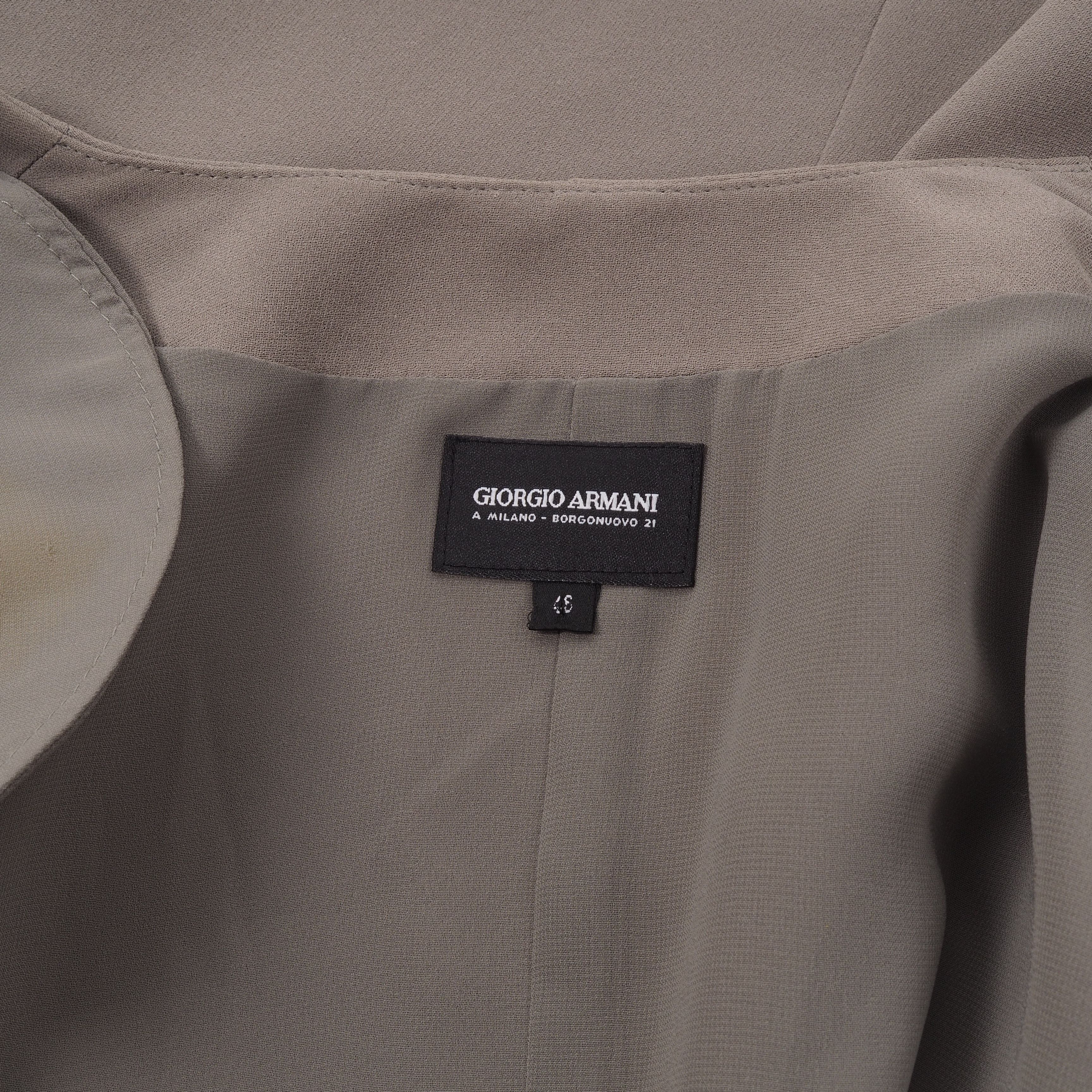 Armani × Giorgio Armani × Vintage Giorgio Armani 90s Vintage Beige Silk Blazer Jacket Size L / US 10 / IT 46 - 4 Thumbnail