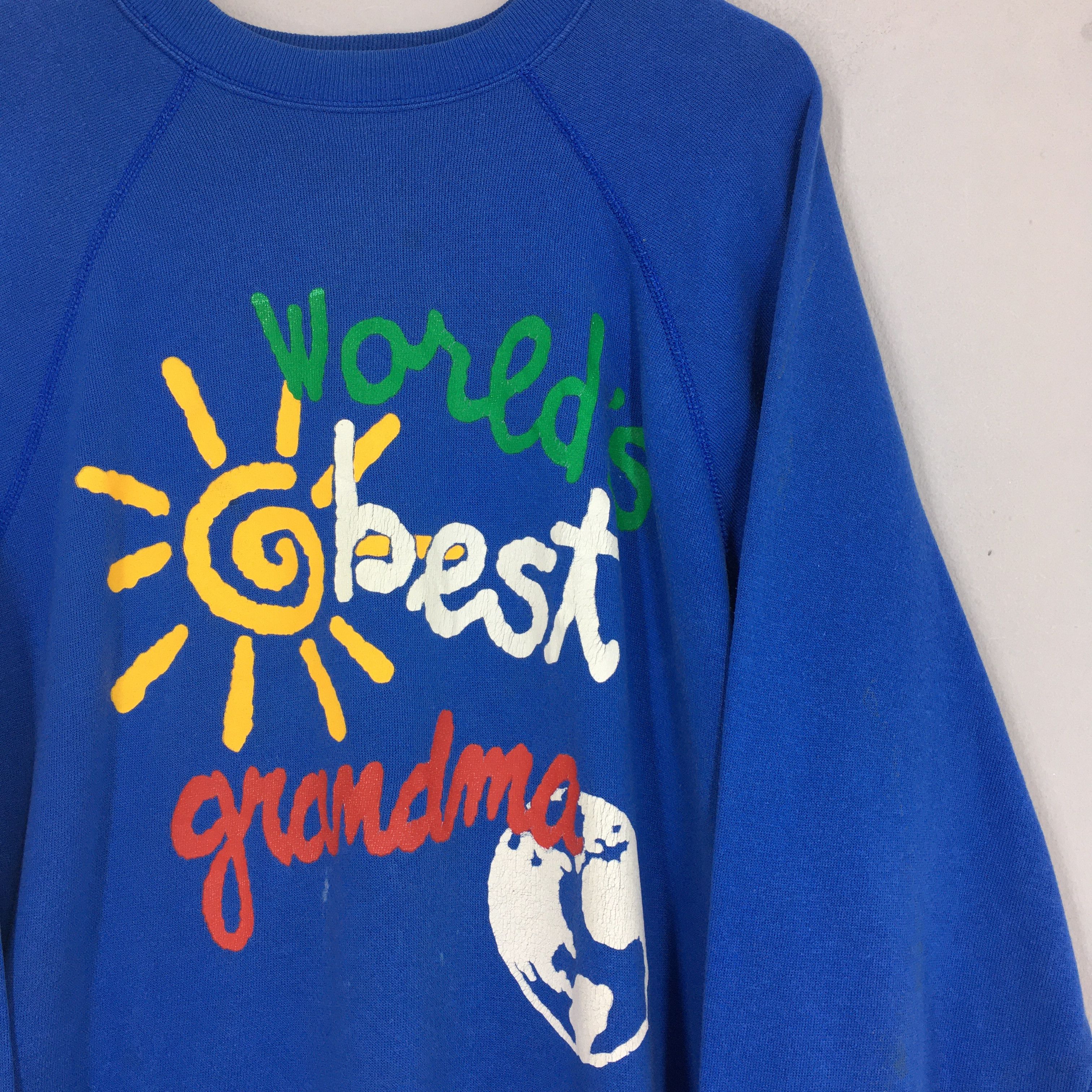 Vintage Vintage 90s Worlds Best Grandma Blue Sweatshirt XLarge Size US XL / EU 56 / 4 - 2 Thumbnail