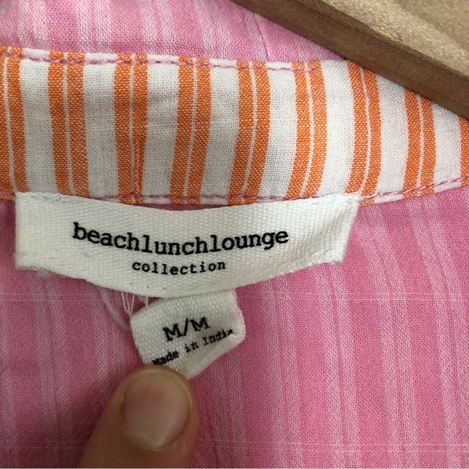 Other beachlunchlounge Pink Orange Striped Button Beach Blouse Top Size M / US 6-8 / IT 42-44 - 3 Thumbnail