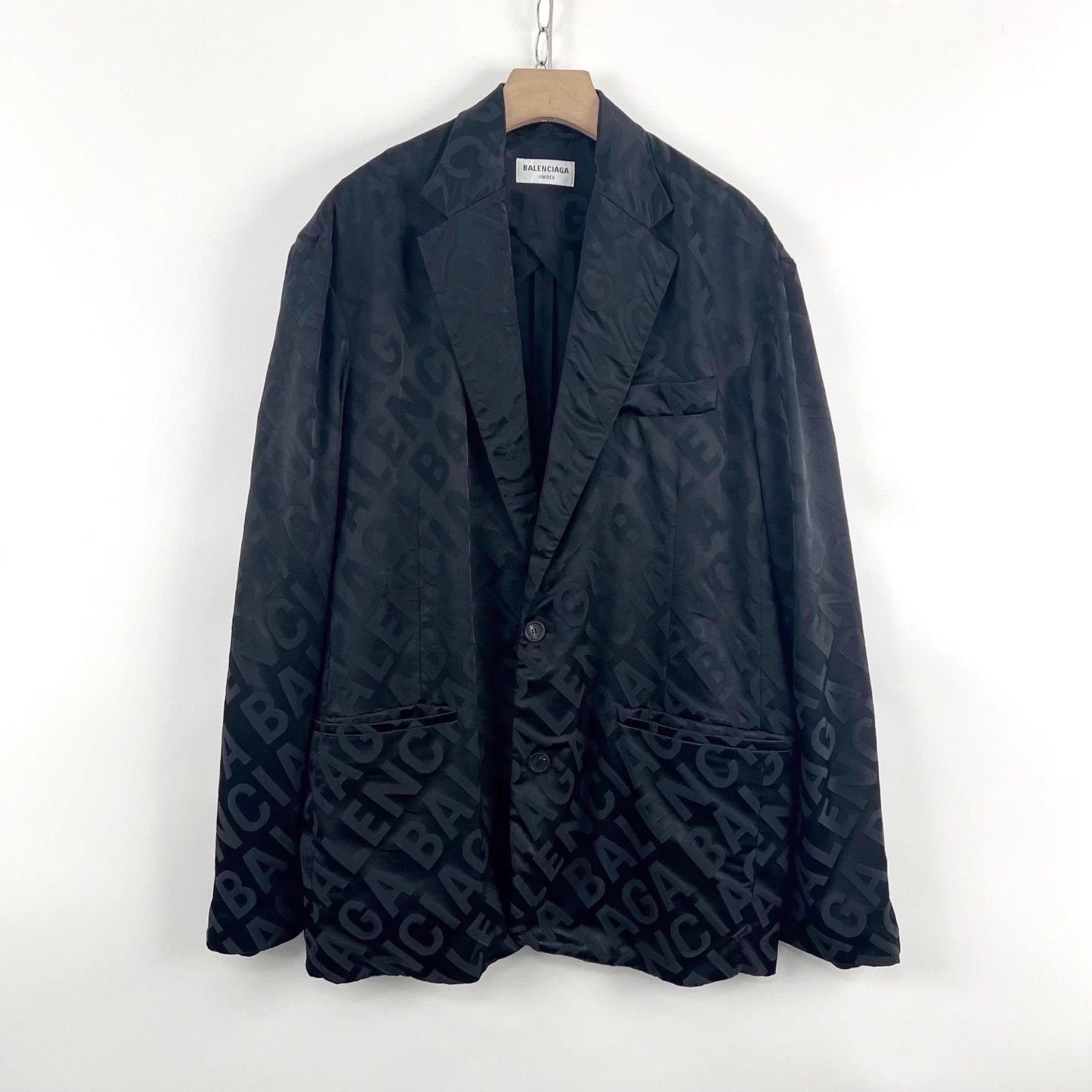 Balenciaga Balenciaga all-over logo silk suit jacket Size US L / EU 52-54 / 3 - 1 Thumbnail