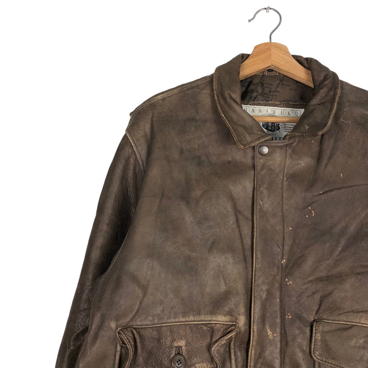 Japanese Brand 🔥Vtg Genuine Leather Jacket Bomber Harajuku Mother Map Size US L / EU 52-54 / 3 - 7 Thumbnail