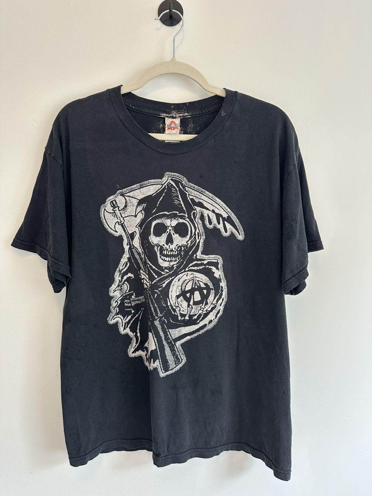 Alstyle Vintage Reaper Graphic Tee – Bleached Faded Black Astyle Tag Size L / US 10 / IT 46 - 1 Thumbnail