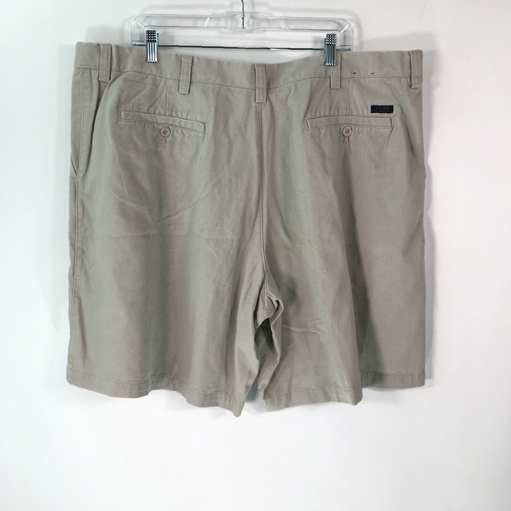 Izod Izod Mens Flat Front Regular Fit High Rise Casual Beige Chino Shorts Size 44 Size US 44 / EU 60 - 2 Thumbnail