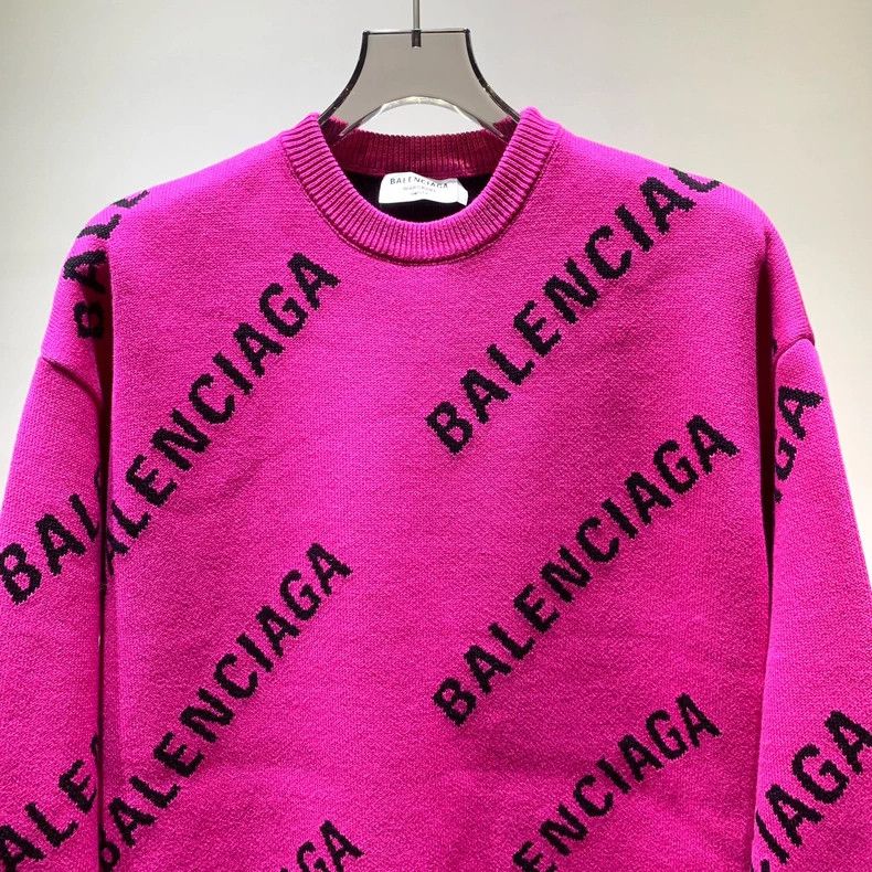 Balenciaga Balenciaga Fuchsia Full Print Knit Sweater Size US XS / EU 42 / 0 - 3 Thumbnail