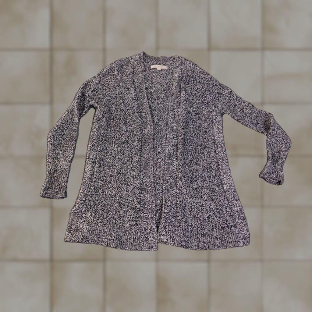 Loft LOFT Cardigan Womens Small Black Knit Open Front Acrylic Cotton Crew Neck Long Sleeve Casual Fall Spring Winter Size S / US 4 / IT 40 - 1 Thumbnail