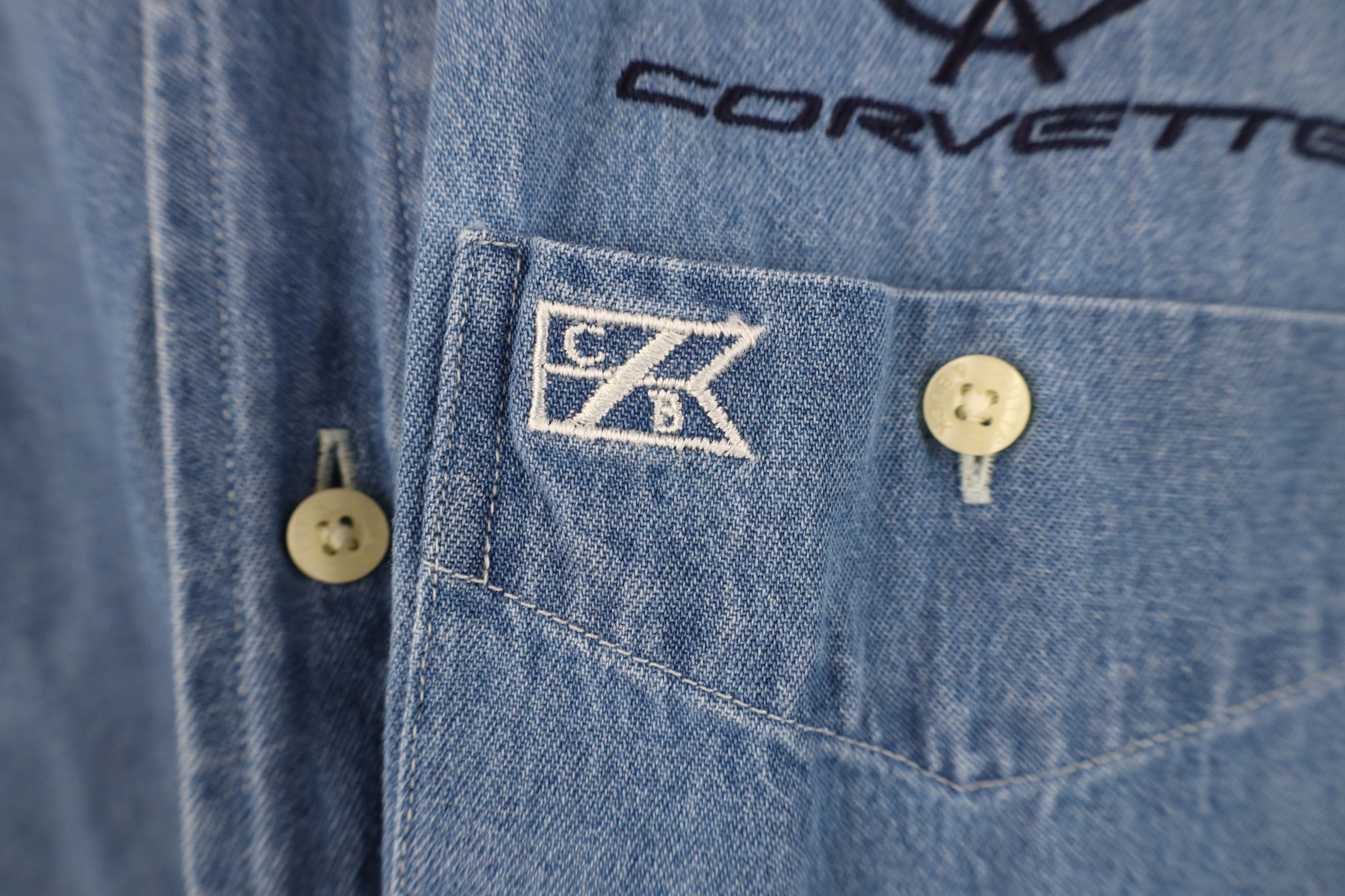 Vintage Vintage 90s Y2K Corvette Racing Denim Button Down Shirt Size US S / EU 44-46 / 1 - 5 Thumbnail