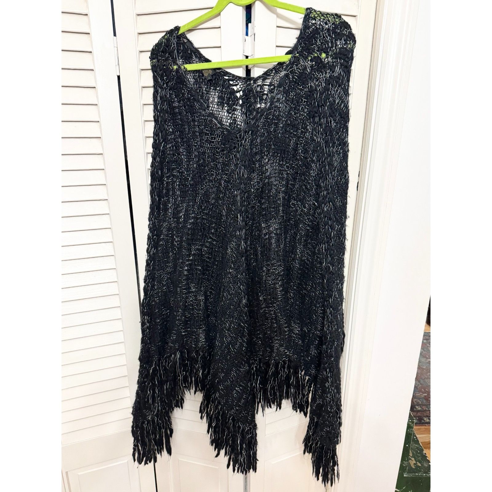 Other Black knitwear sweater tassel fringe poncho Size ONE SIZE - 2 Thumbnail