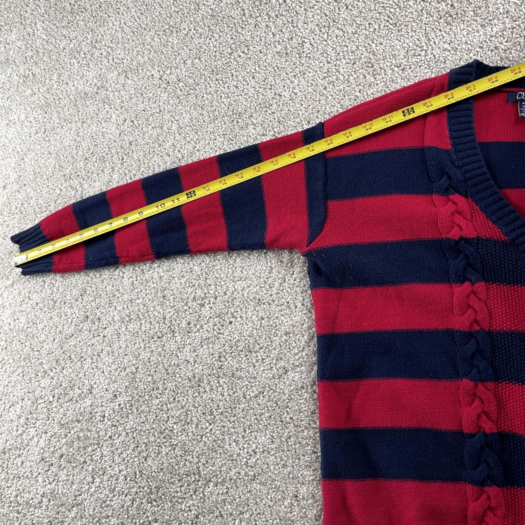 Chaps Chaps Sweater Women's M Red Navy Striped Cable-Knit V-Neck Pullover Casual Shirt? Size M / US 6-8 / IT 42-44 - 7 Thumbnail