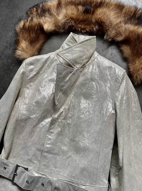 Tornado Mart Tornado Mart 1990s Detachable Fur Collar Long Leather Coat Size M / US 6-8 / IT 42-44 - 7 Thumbnail