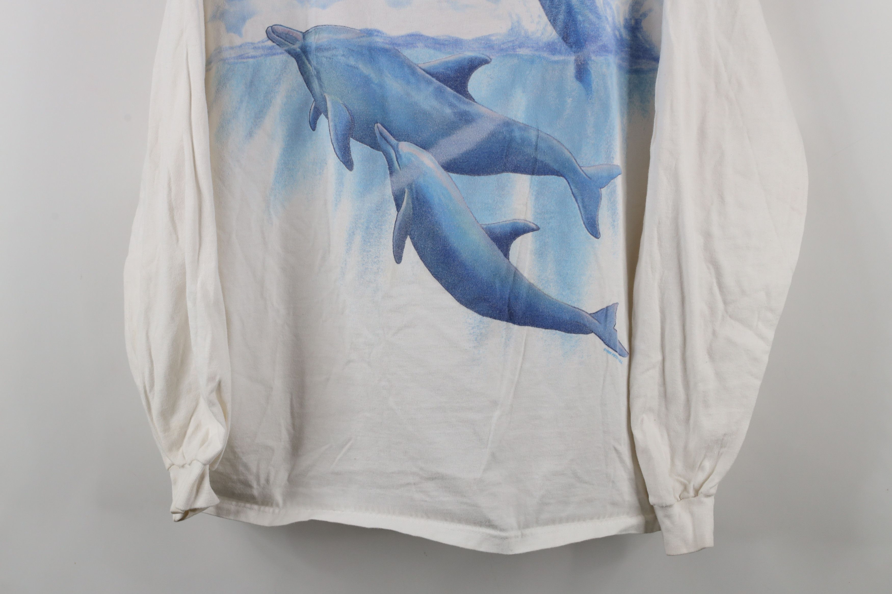 Vintage Vintage 90s Streetwear Over Print Long Sleeve T-Shirt White Size US XL / EU 56 / 4 - 3 Thumbnail