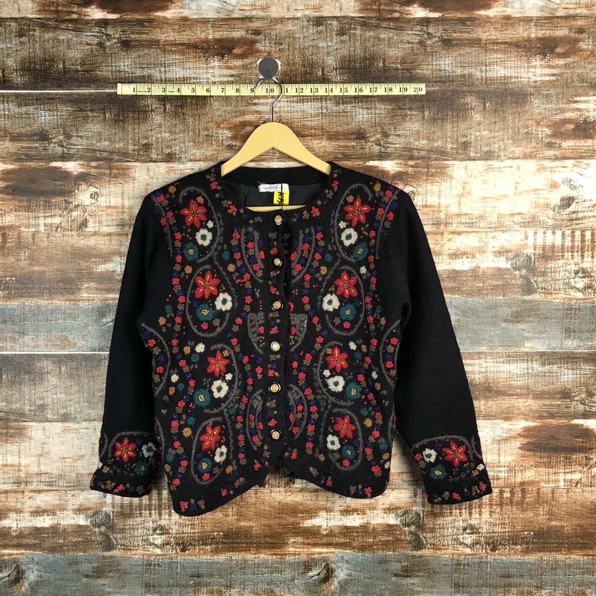 Vintage Unchipull Black Patterned knitwear Cardigans #A2326 Size S / US 4 / IT 40 - 1 Thumbnail