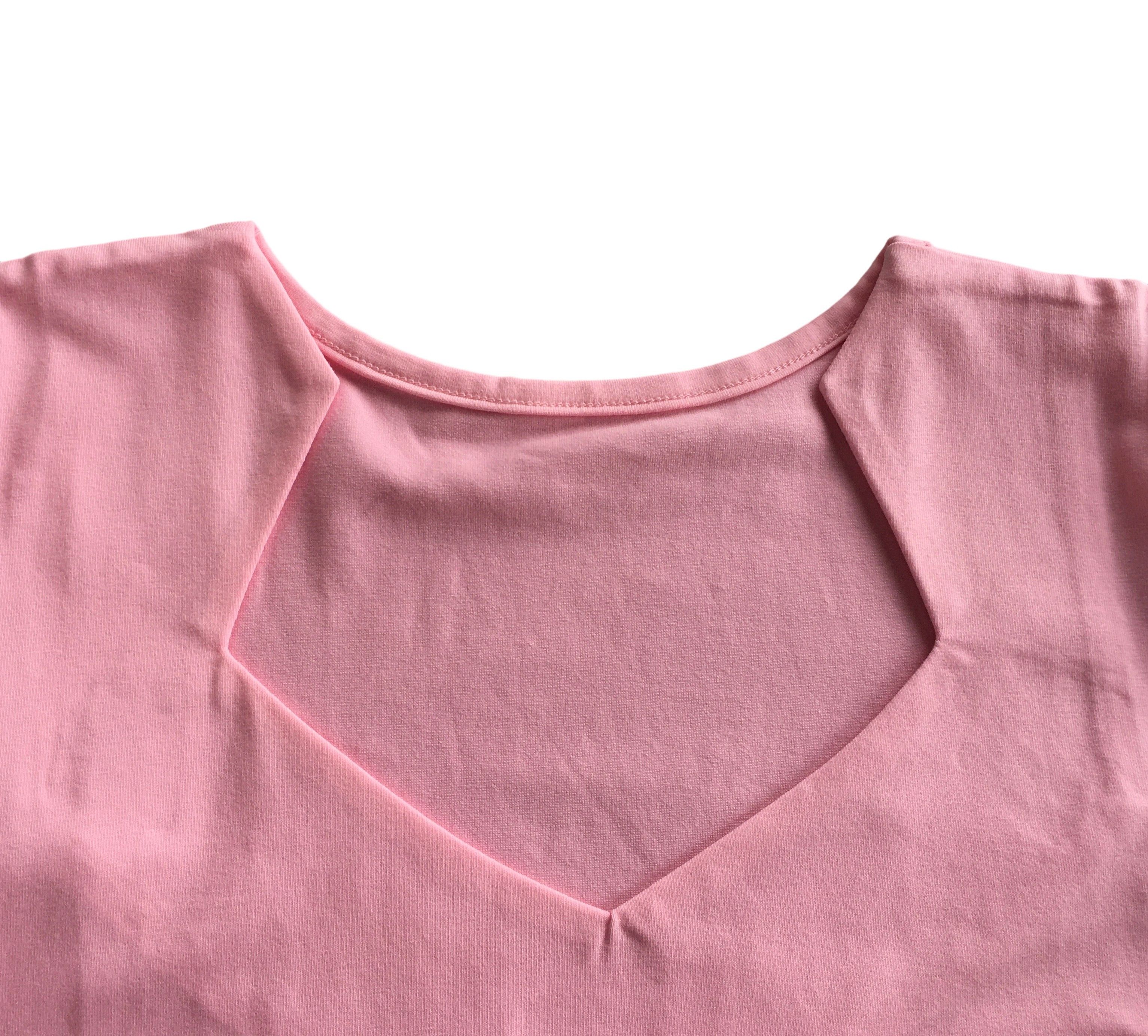 Other 50's Vintage Top V Neck Short Sleeve Fitted Tee Pink Size M / US 6-8 / IT 42-44 - 2 Thumbnail