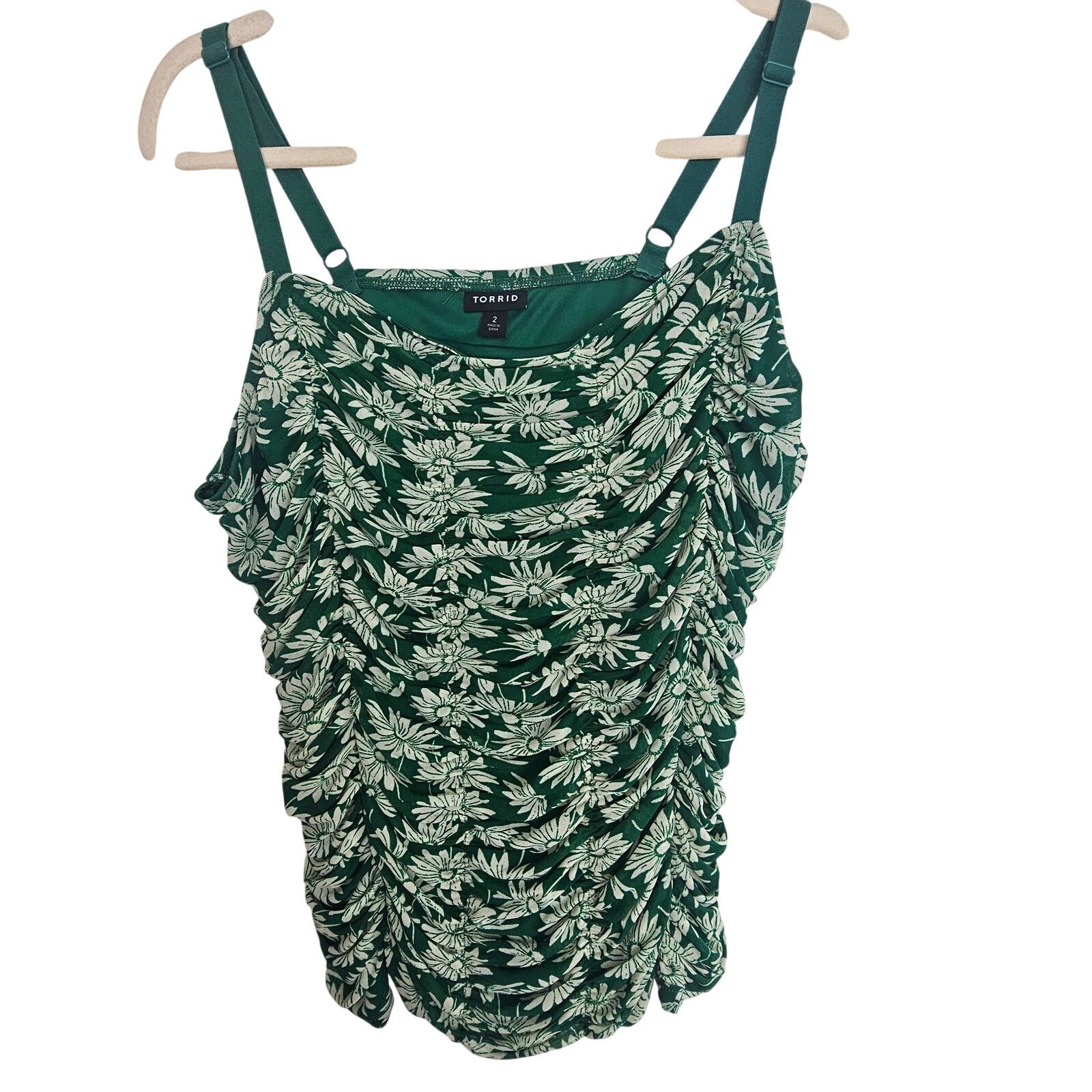 Torrid Torrid Womens Ditsy Floral Ruched Tank Plus Size 2X Stretch Size XXL / US 16-18 / IT 52-54 - 2 Thumbnail