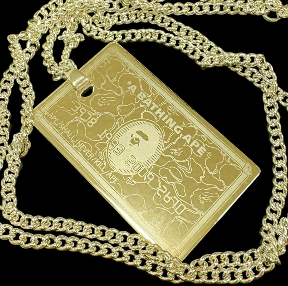 🔥 BAPE Necklace Gold Card Amex Dog Tag Pendant Members Only