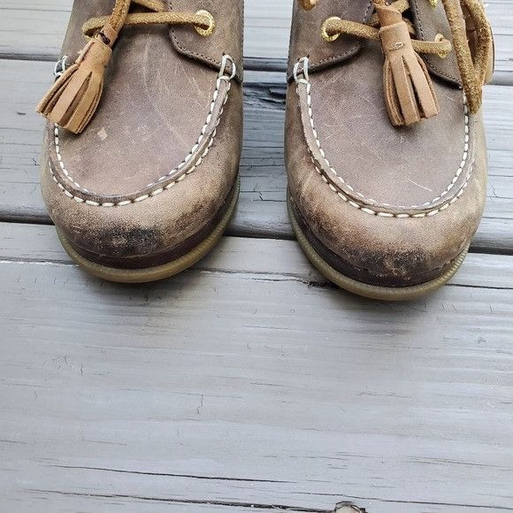 Sperry Sperry Top-Sider Seabourn Distressed Brown Oil Leather Wedge Size US 8 / IT 38 - 6 Thumbnail