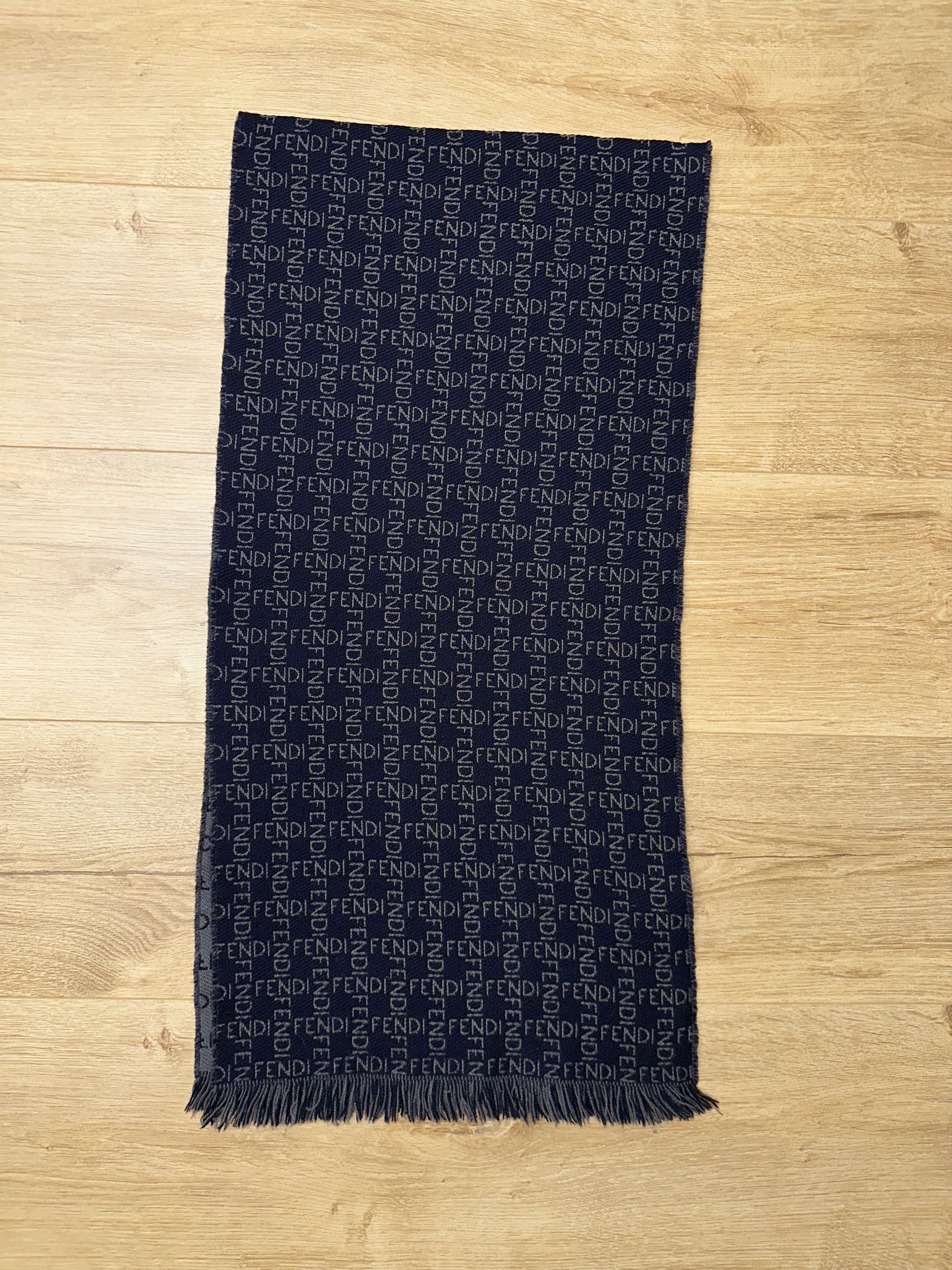Fendi Rare Fendi Zucca Monogram Wool Scarf Fringed 140x34 Cm Size ONE SIZE - 4 Thumbnail