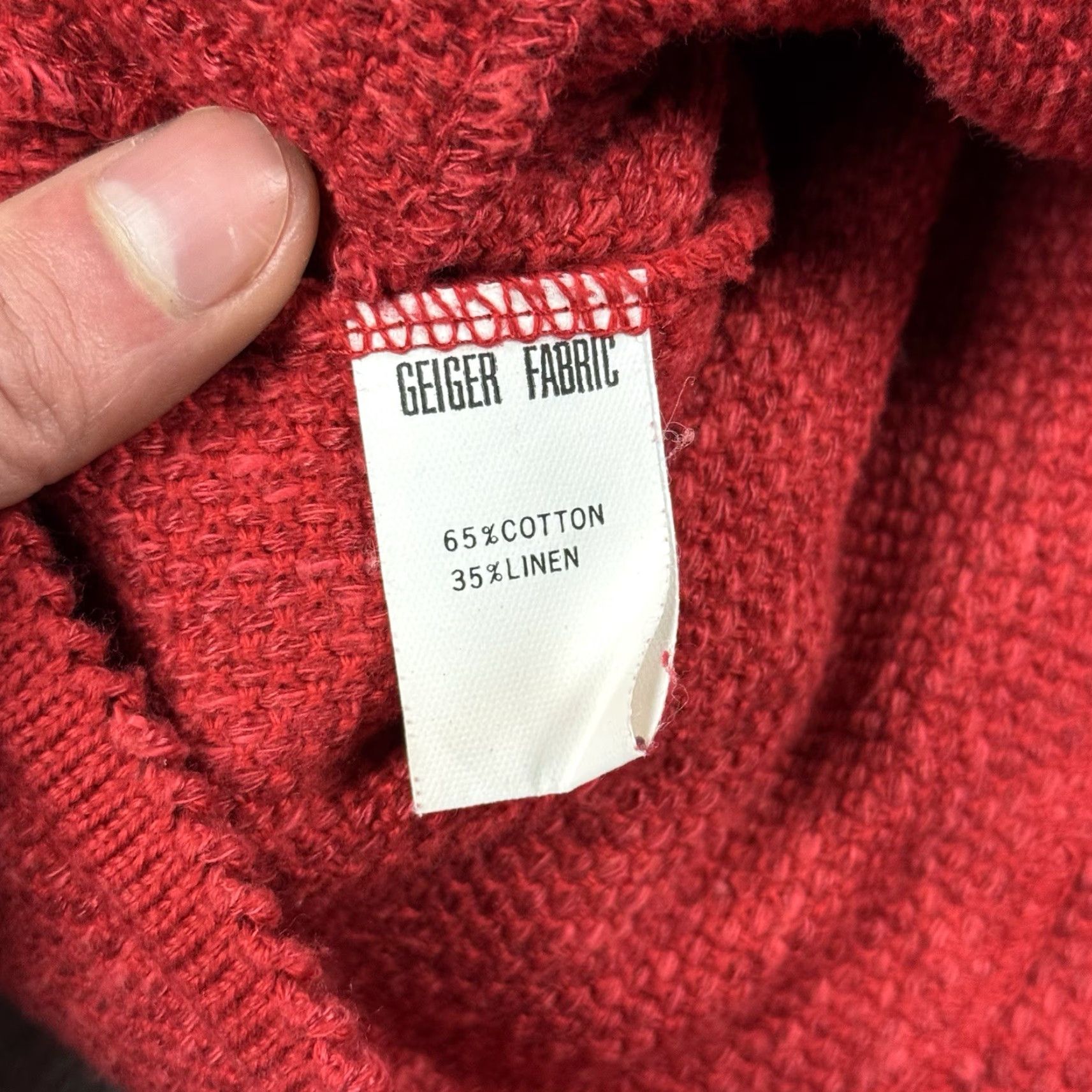 Vintage Vintage Geiger Austrian Women's Linen Blend Textured 3-Button Single-Breasted Blazer, Red, Size 40, Formal Casual Outdoor Equestrian Size S / US 4 / IT 40 - 5 Thumbnail