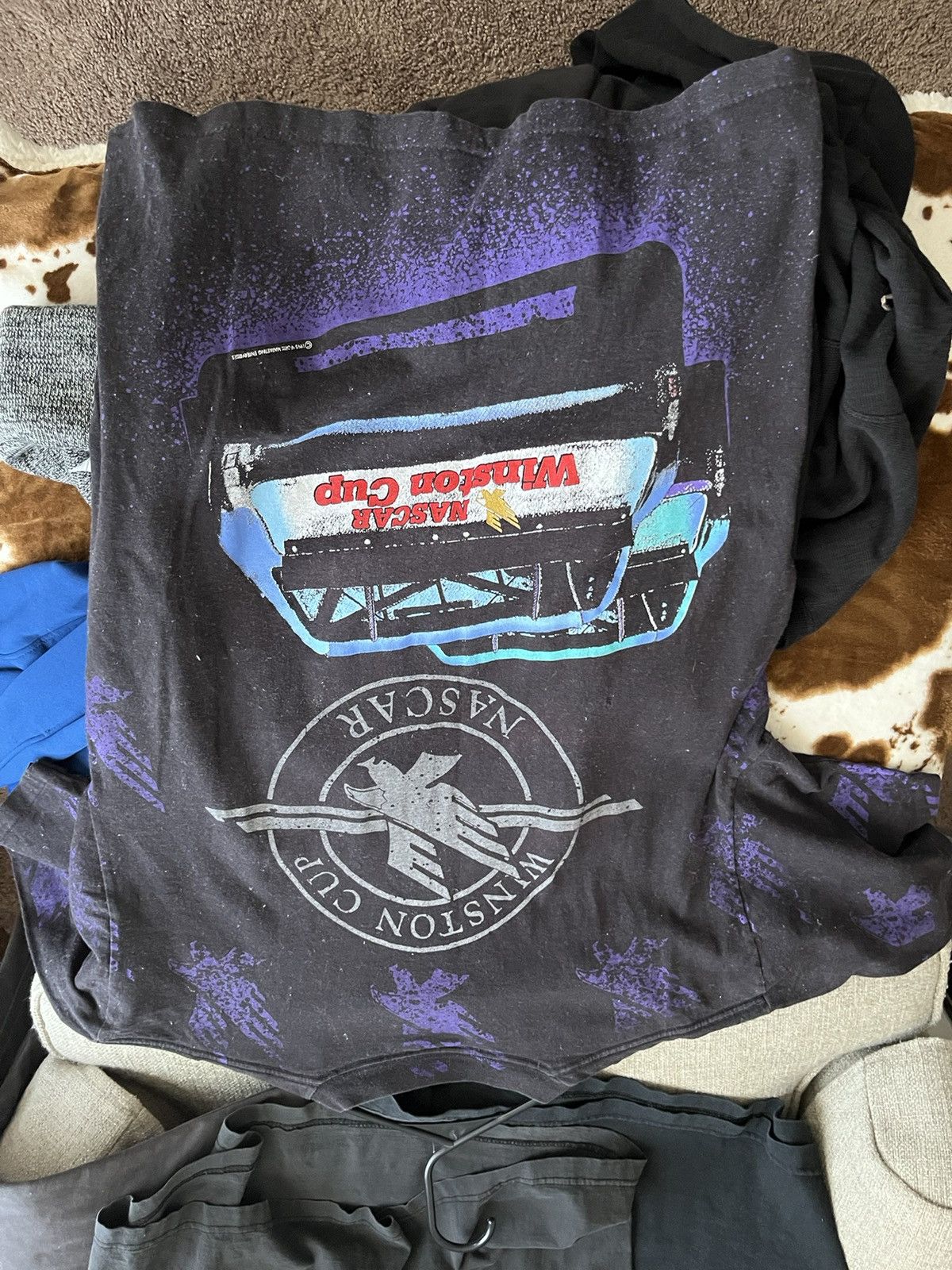 Vintage NASCAR Winston Cup all over print black and purple Size US XL / EU 56 / 4 - 2 Thumbnail