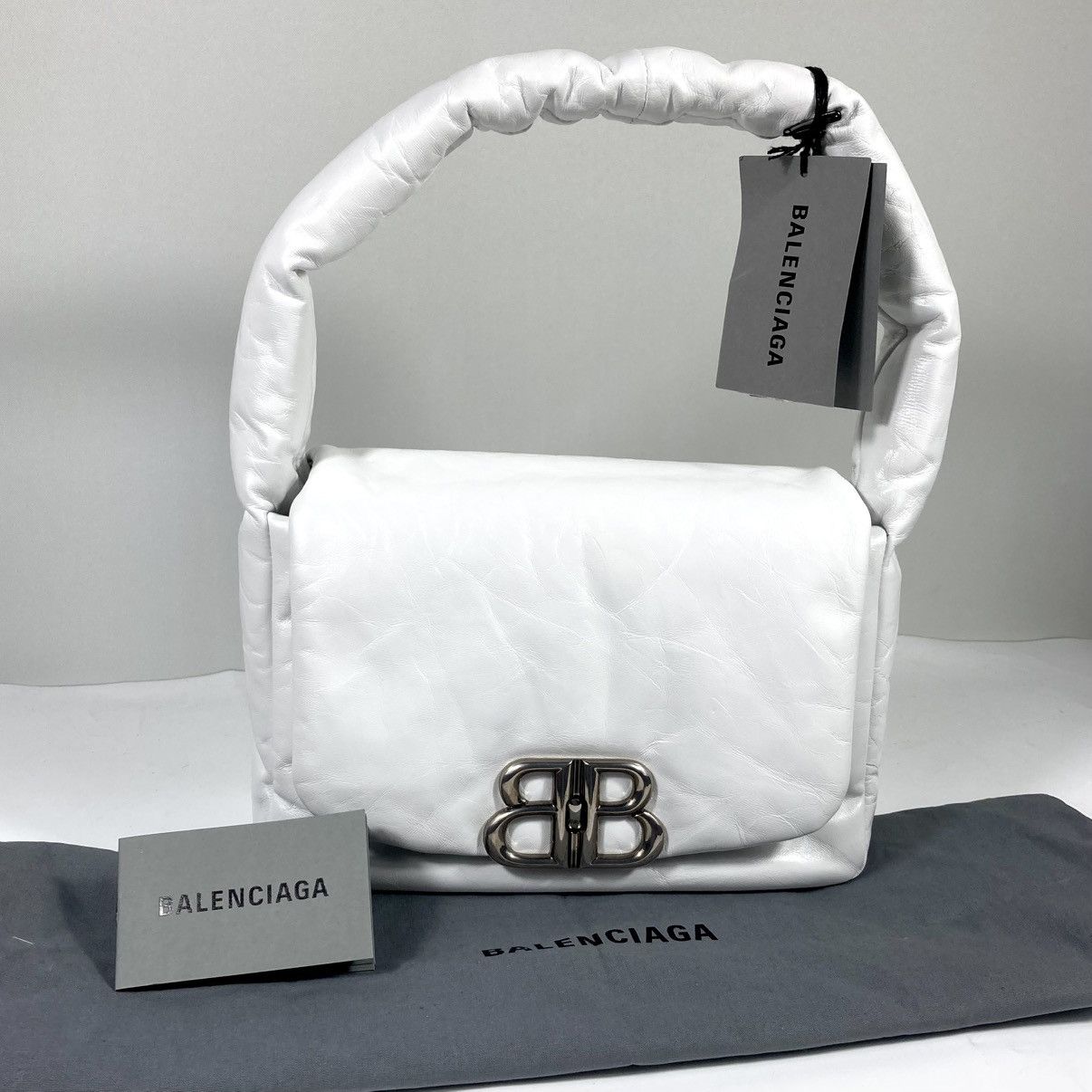 Balenciaga Balenciaga Small Monaco Leather Shoulder Bag Optic White NEW Size ONE SIZE - 11 Thumbnail
