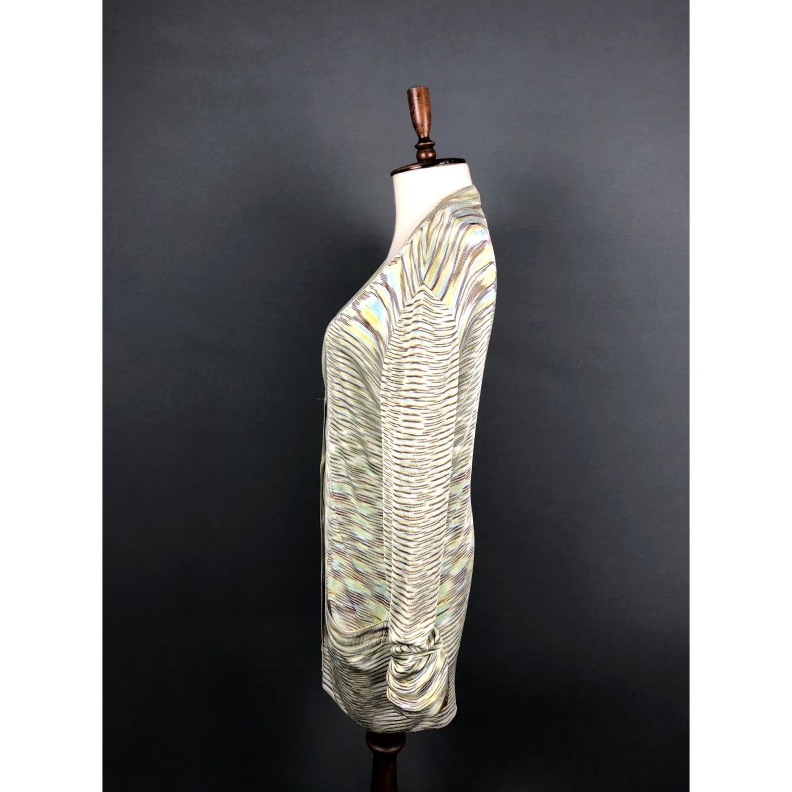 Missoni Missoni Women's Cardigan Size 46 Multicolor Striped Cotton Blend Knit Long Sleeve V-Neck Button Side Pockets Regular Fit Adult Womens Size L / US 10 / IT 46 - 2 Thumbnail